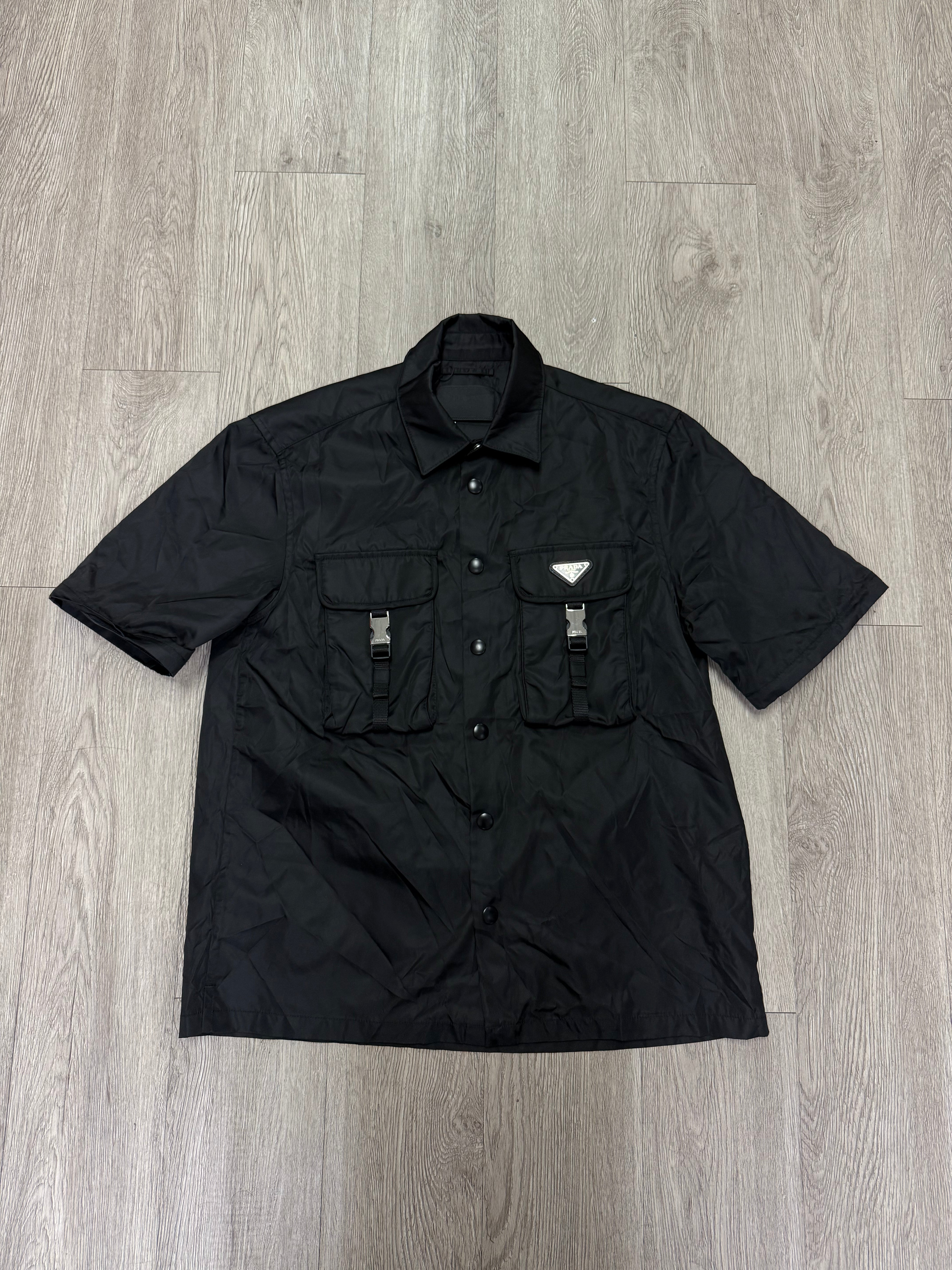 Prada Black Nylon Cargo Button Up