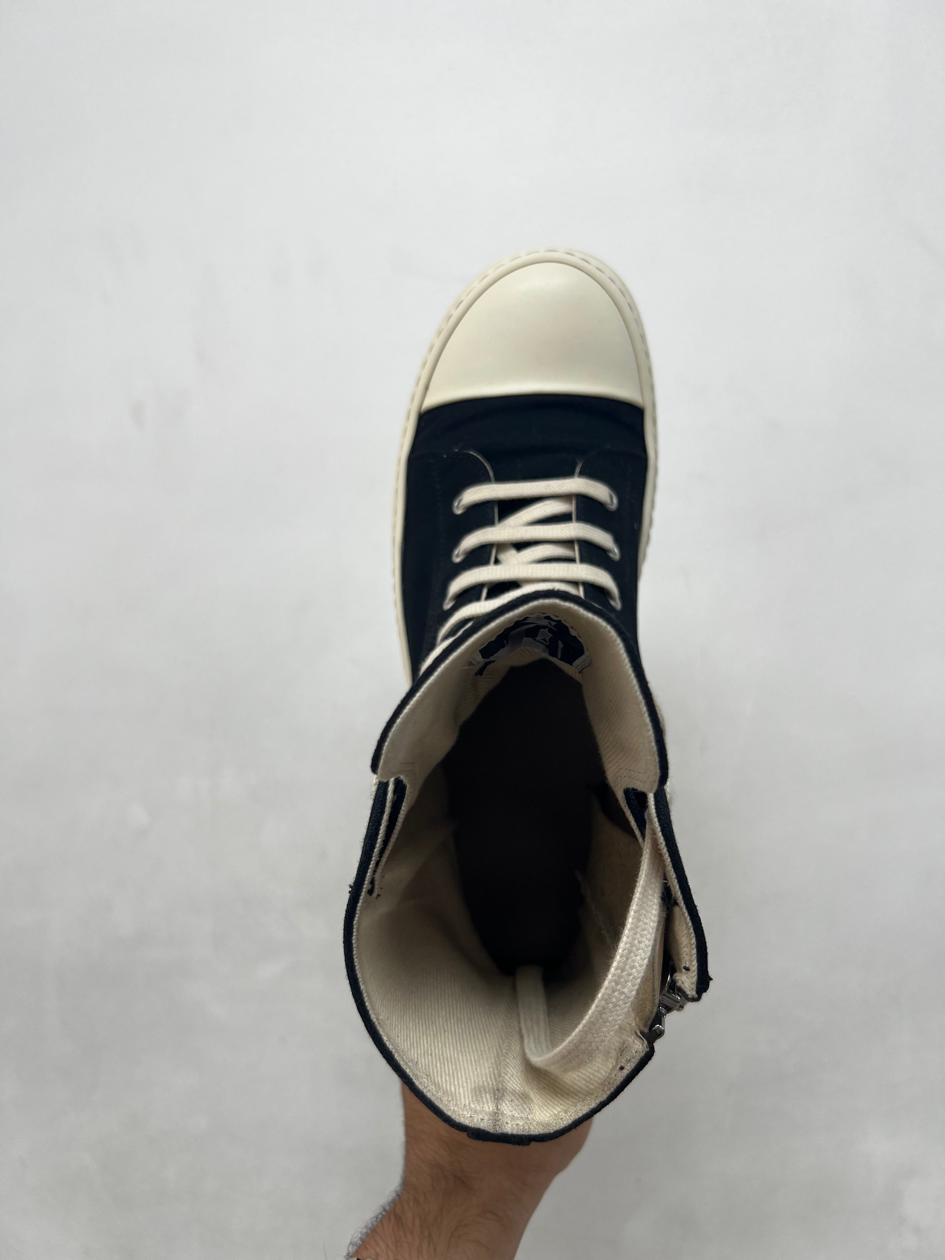 Rick Owens DRKSHDWS Hi Black Milk Sneakers