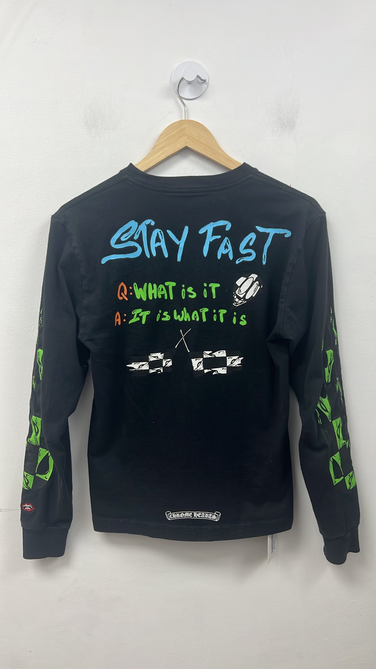 Chrome Hearts Matty Boy Black Stay Fast Green Flames Long Sleeve
