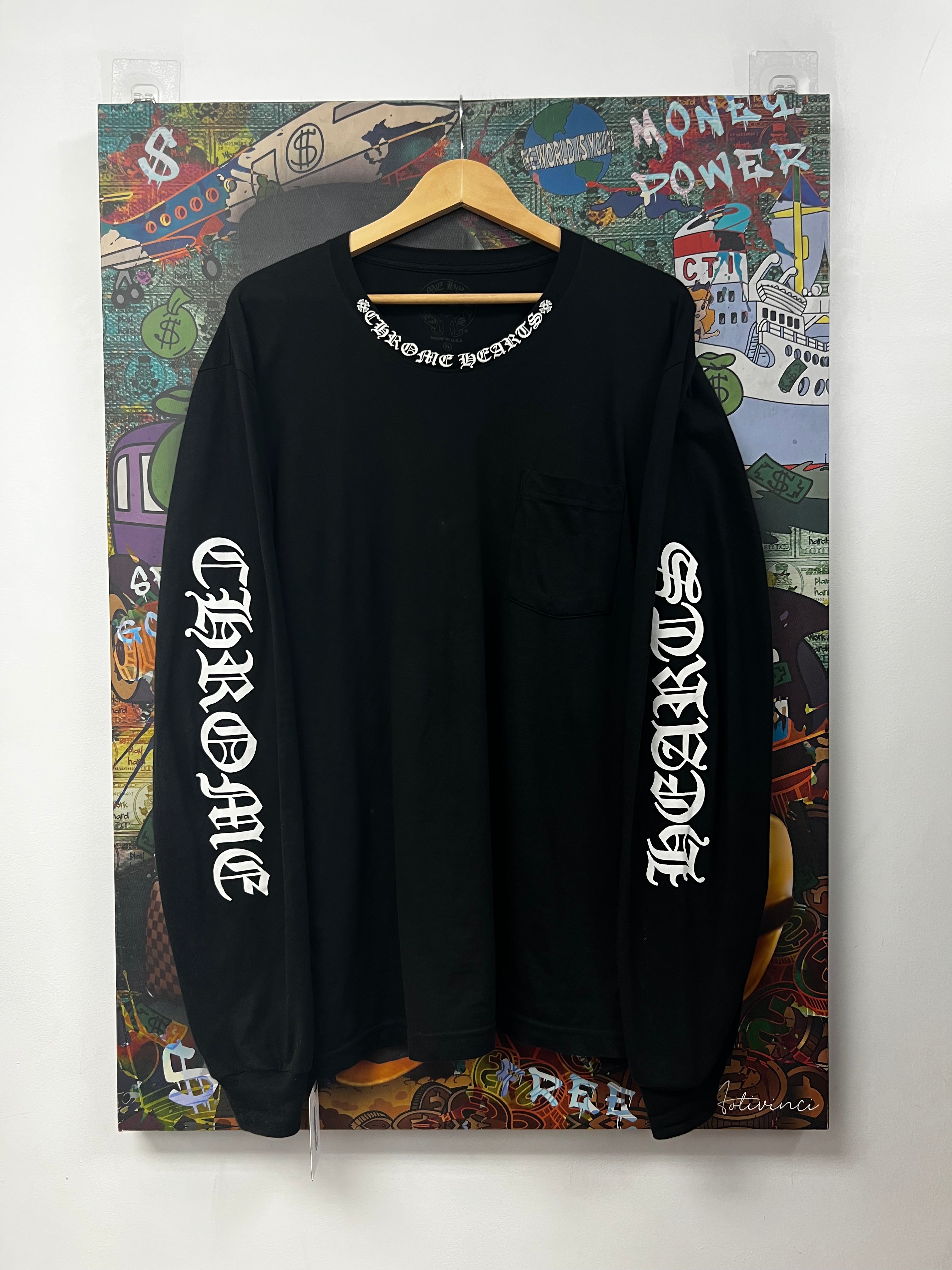 Chrome Hearts Black White Neck Logo Long Sleeve
