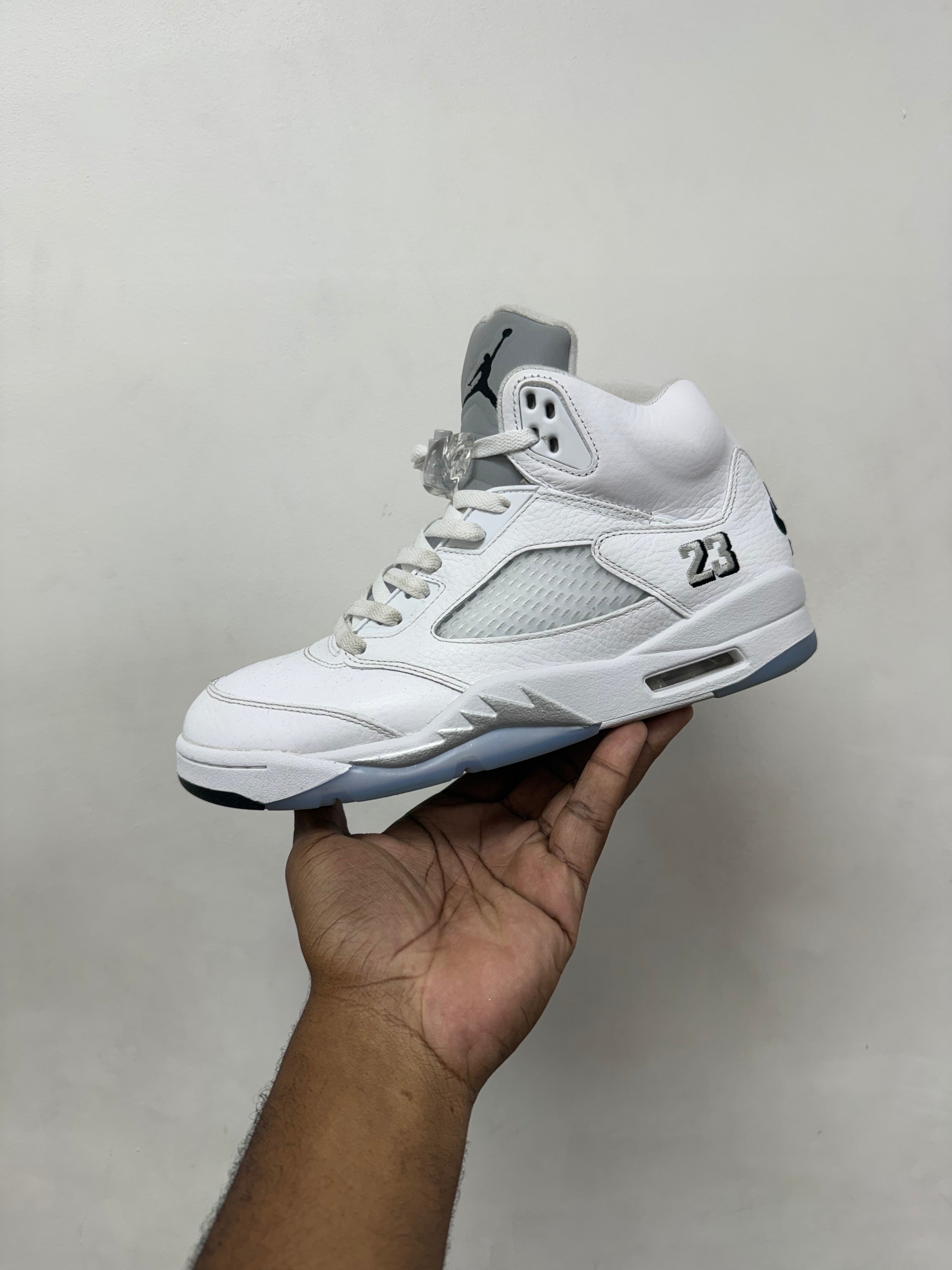 Jordan 5 White Metallic Sneakers