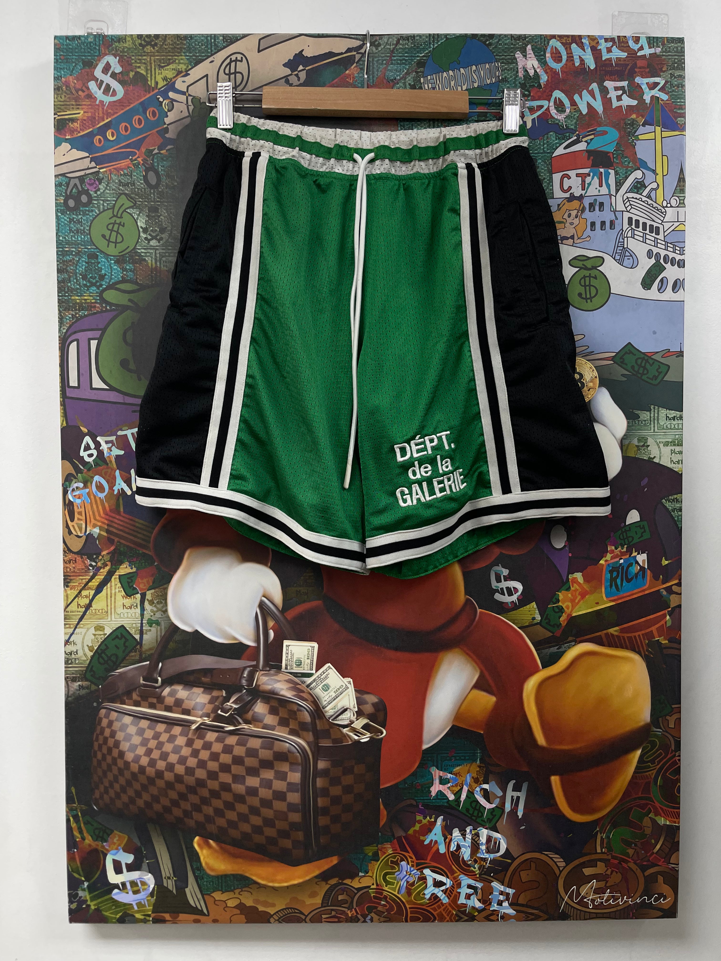 Gallery Dept Green Striped Basketball Shorts