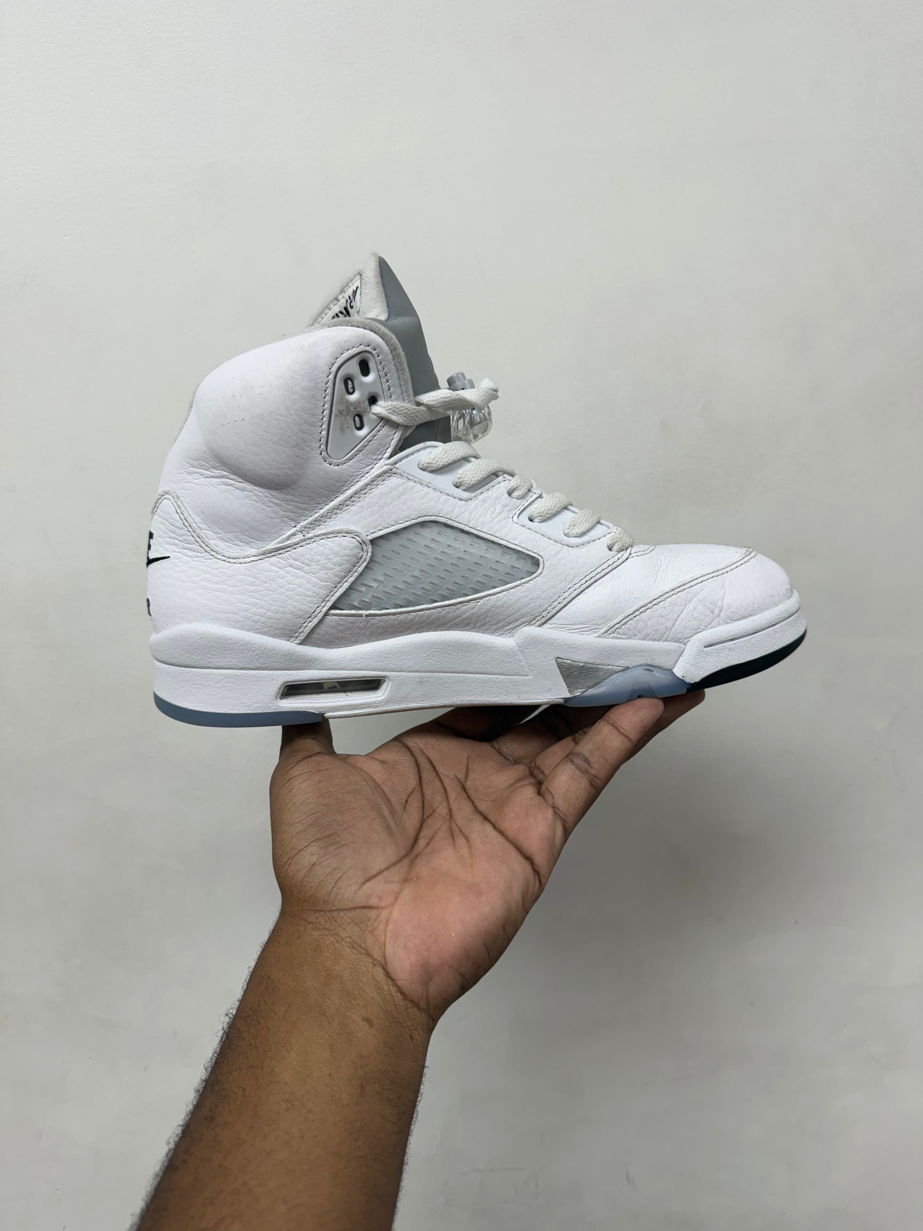 Jordan 5 White Metallic Sneakers