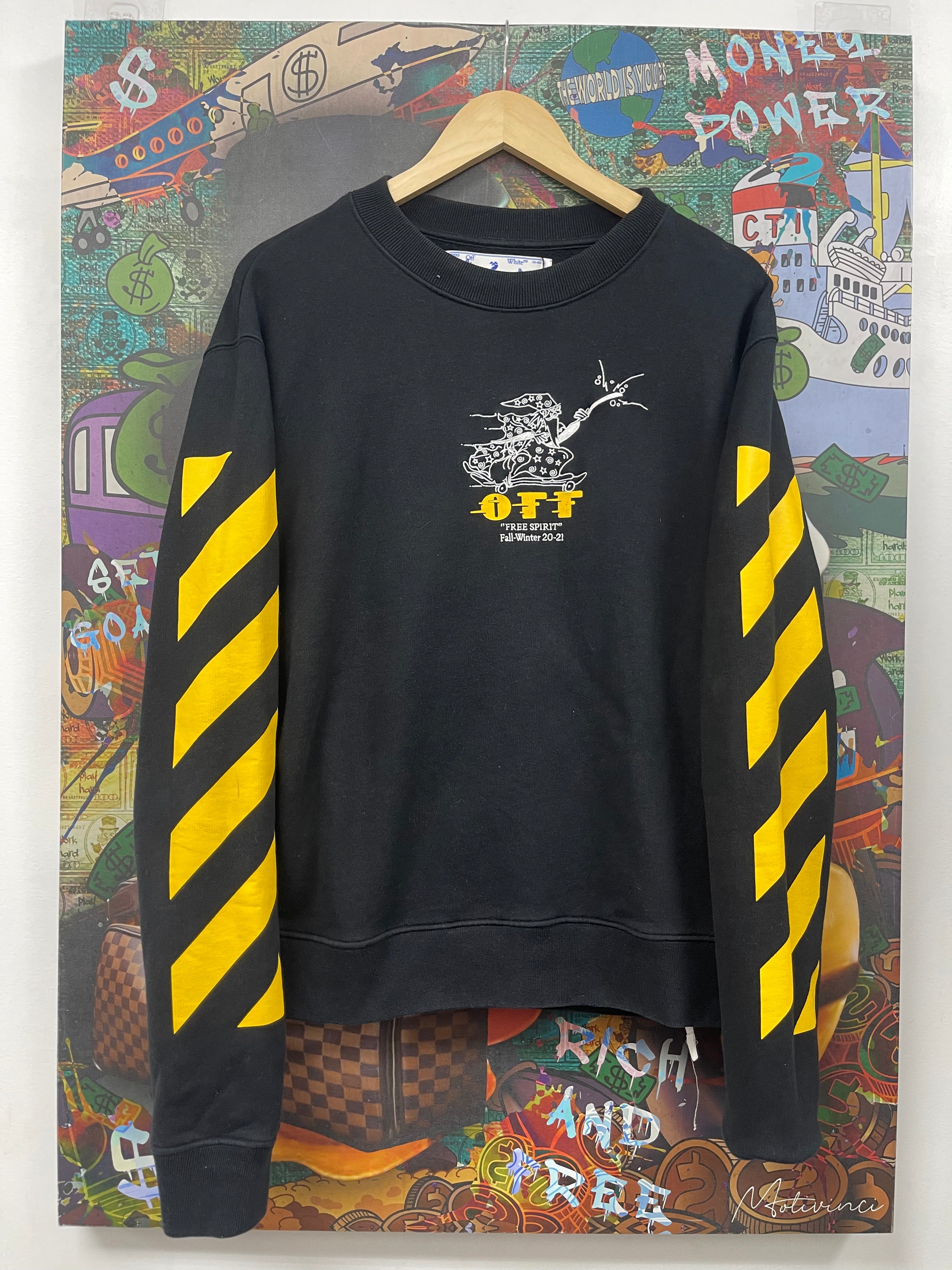 Off White Black Yellow Free Spirit Crewneck