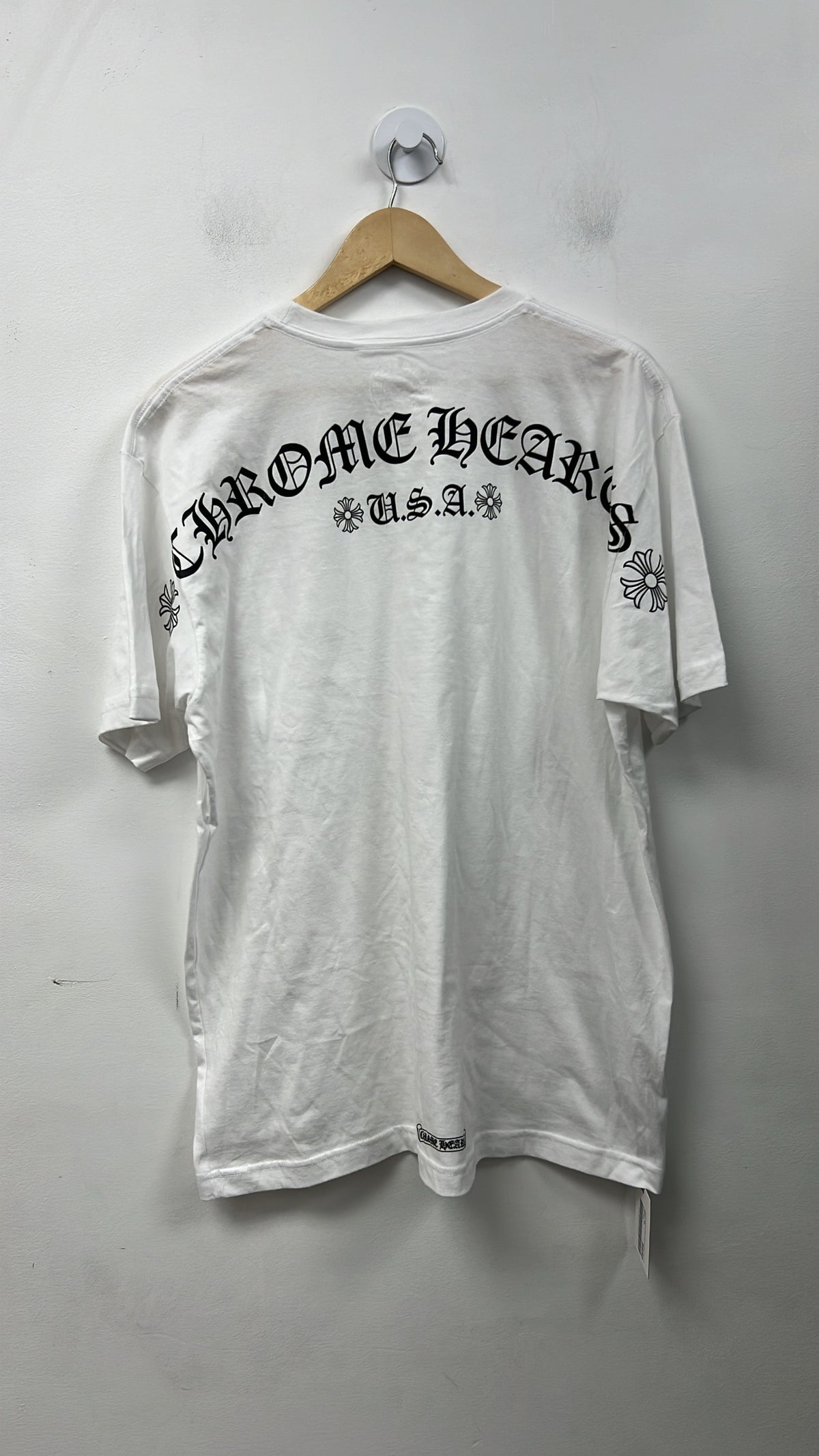 Chrome Hearts White USA Shoulder Logo Tee