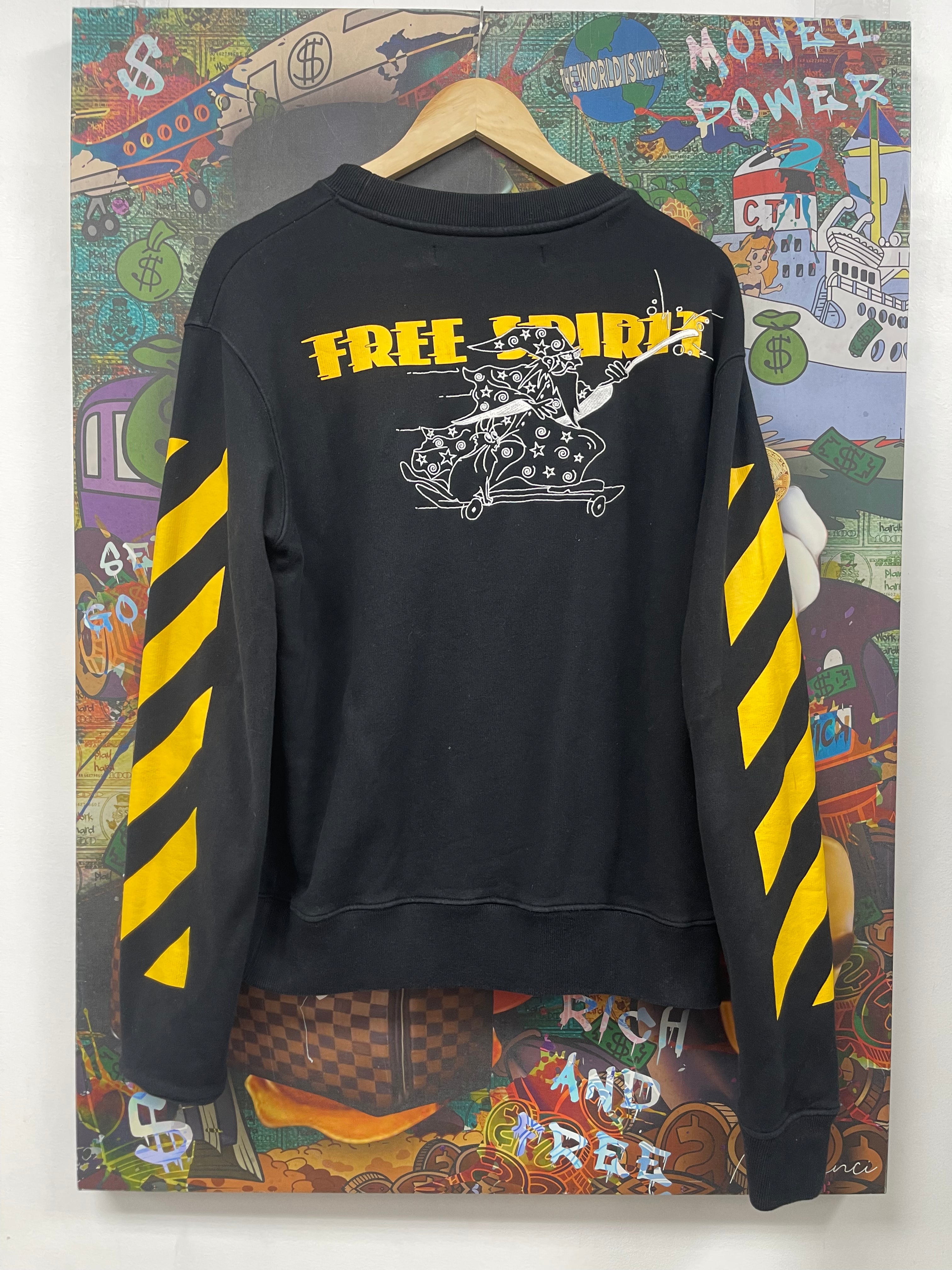 Off White Black Yellow Free Spirit Crewneck