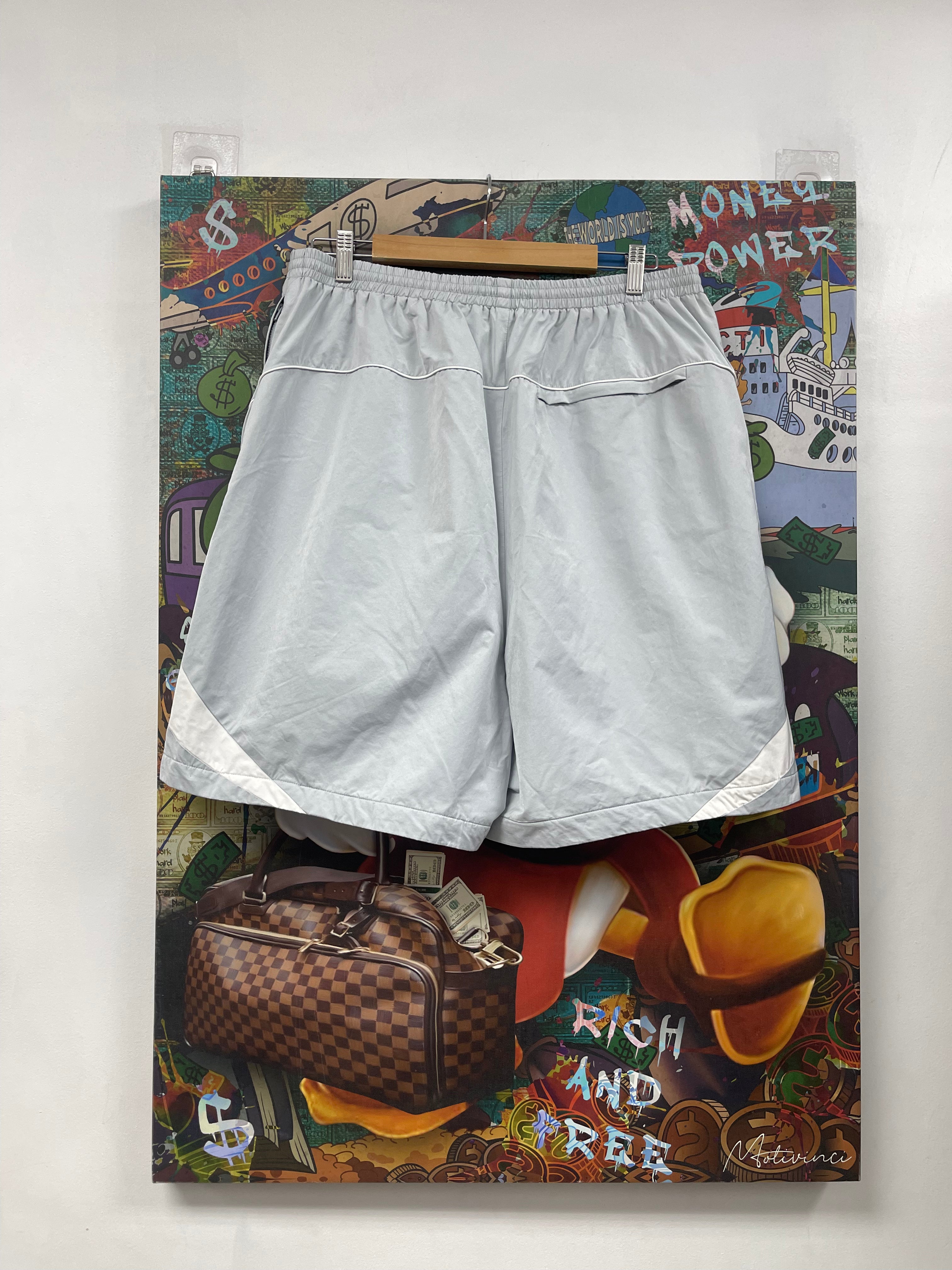 Acne Studios Grey White Embroidered Shorts