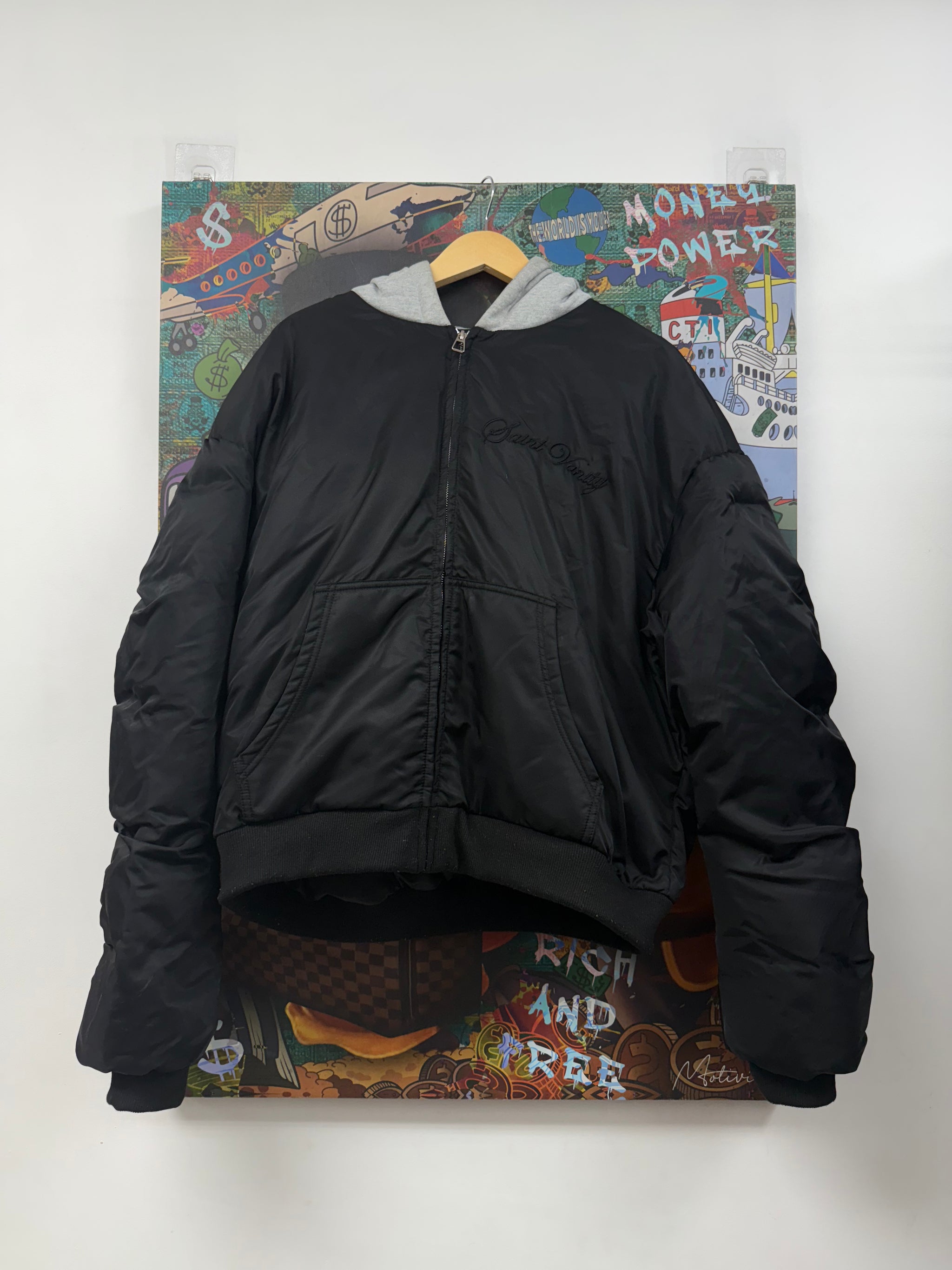 Saint Vanity Black Nylon Bomber Jacket