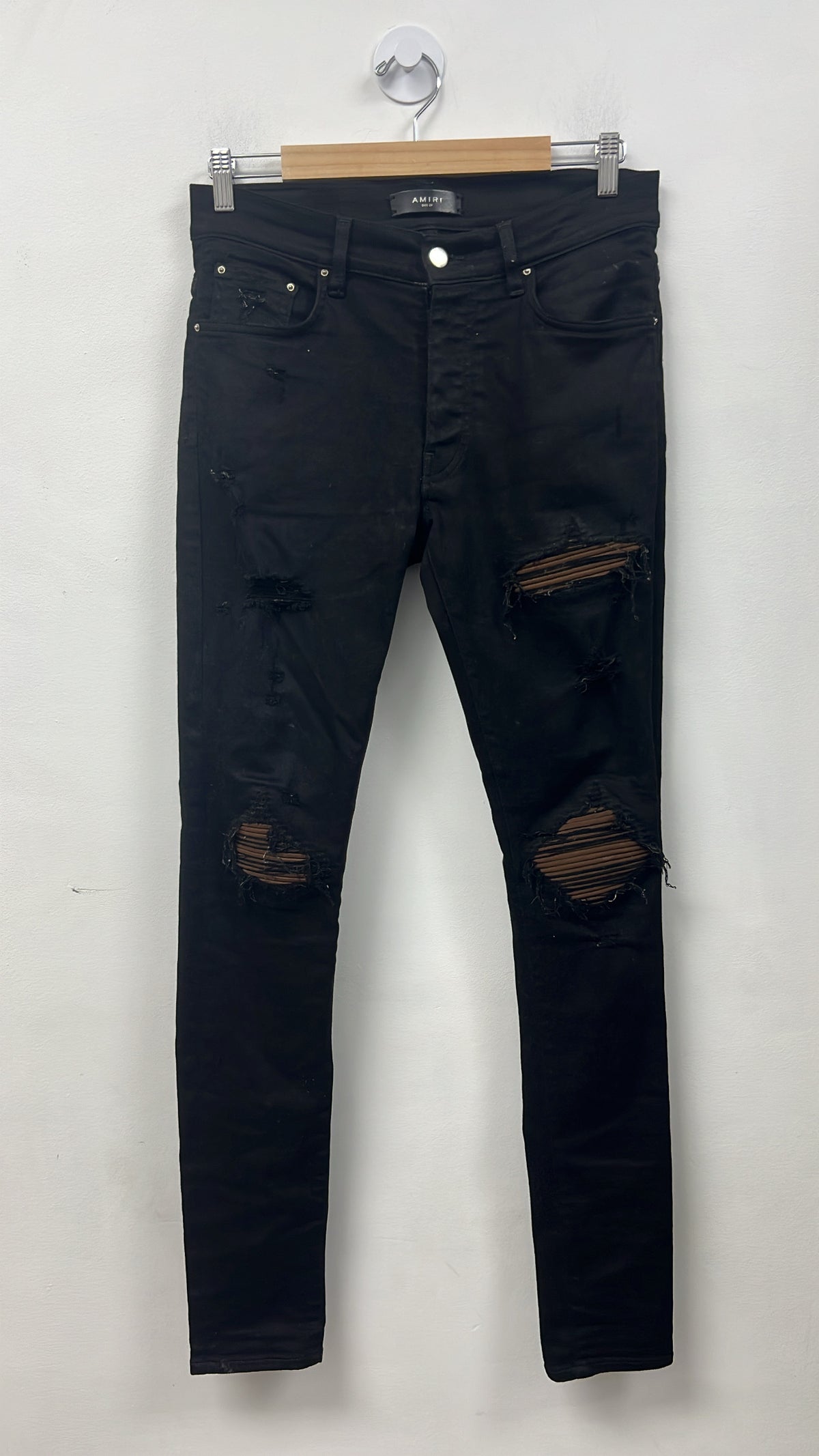 Amiri MX1 Black Brown Patch Jeans