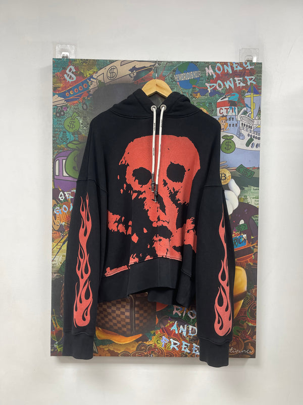 Palm Angels Black Red Skull Flames Oversized Hoodie