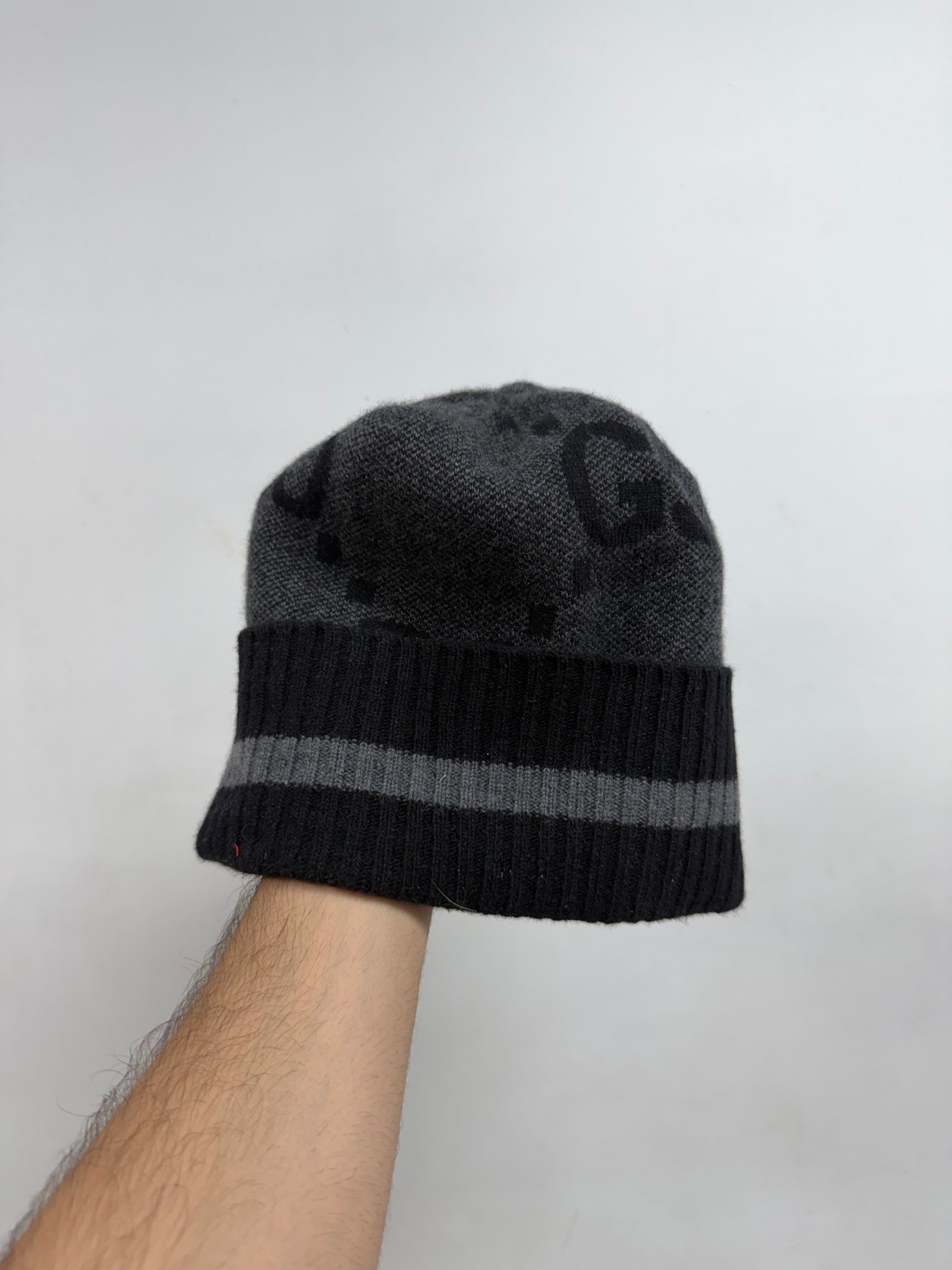 Gucci Black Grey Monogram Beanie