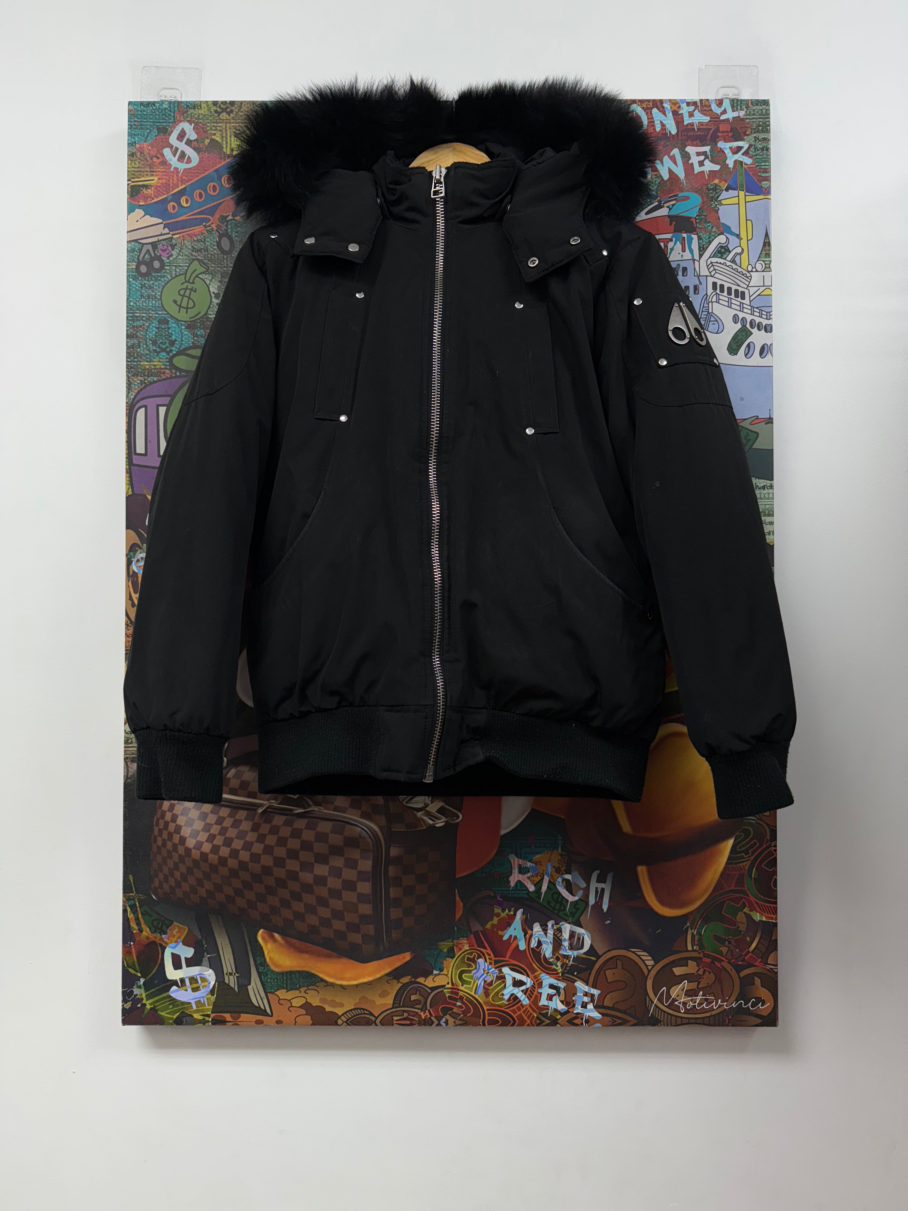 Moose Knuckles Black Black Fur (Kid's) Bomber Jacket
