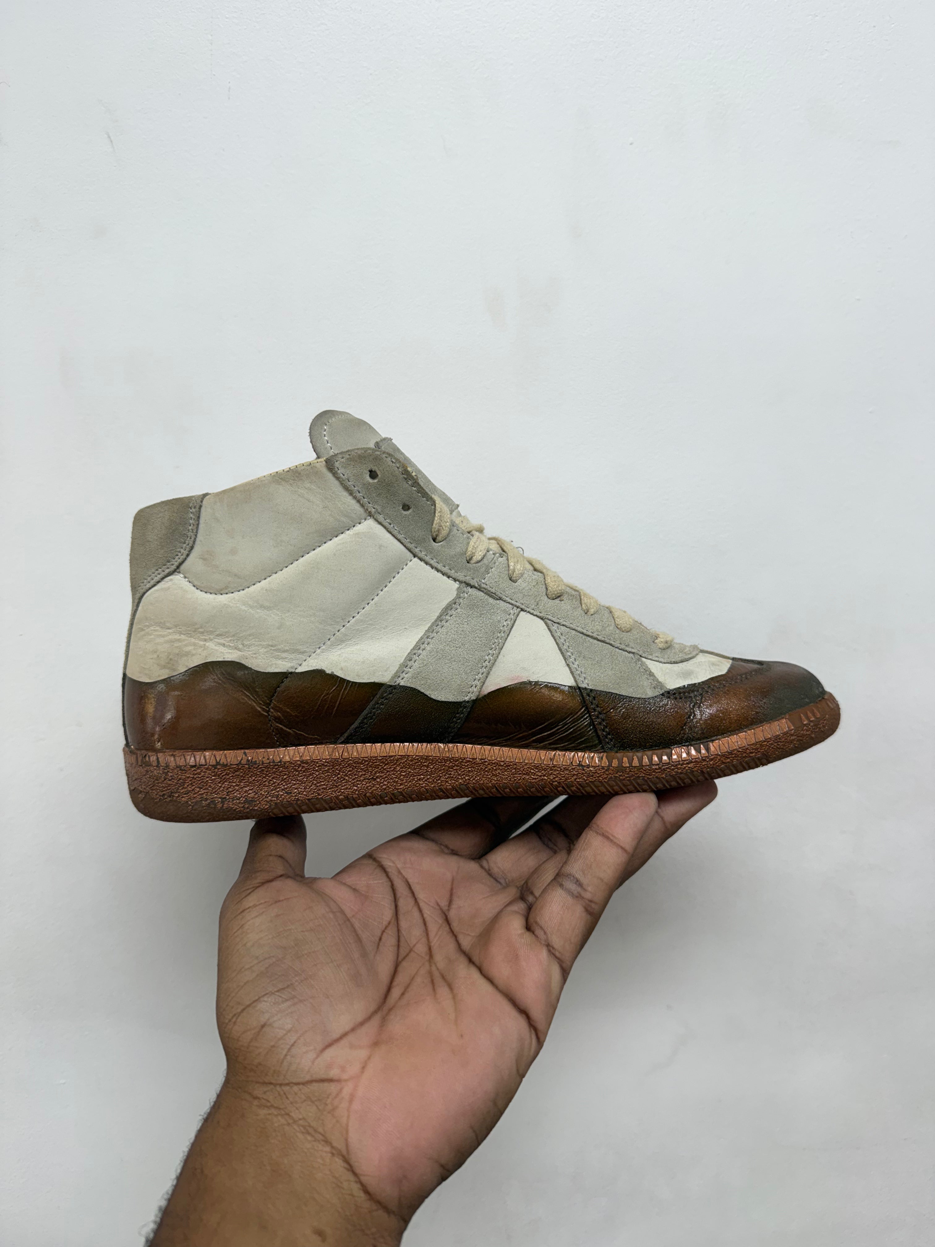 Maison Margiela Cream Brown Tape Gats Sneakers