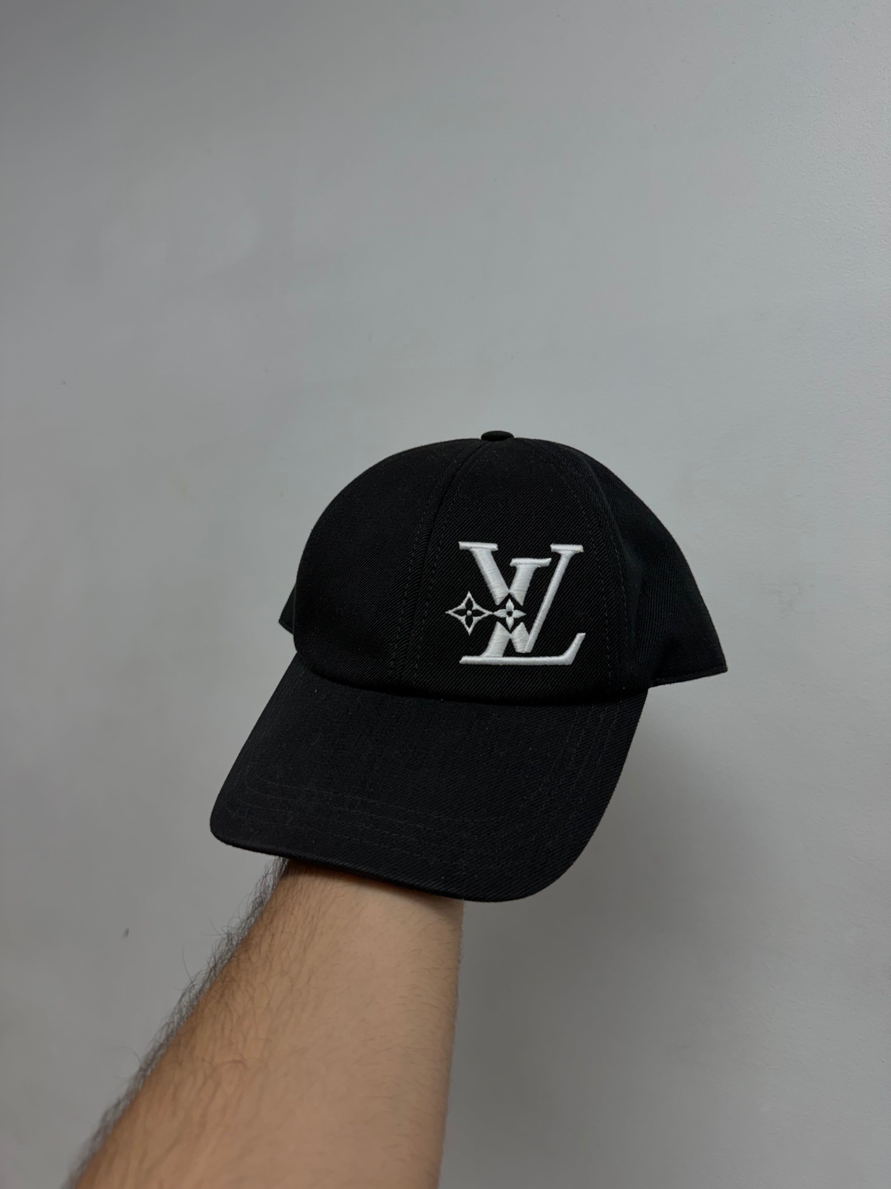 Louis Vuitton Black White Embroidered Logo Hat
