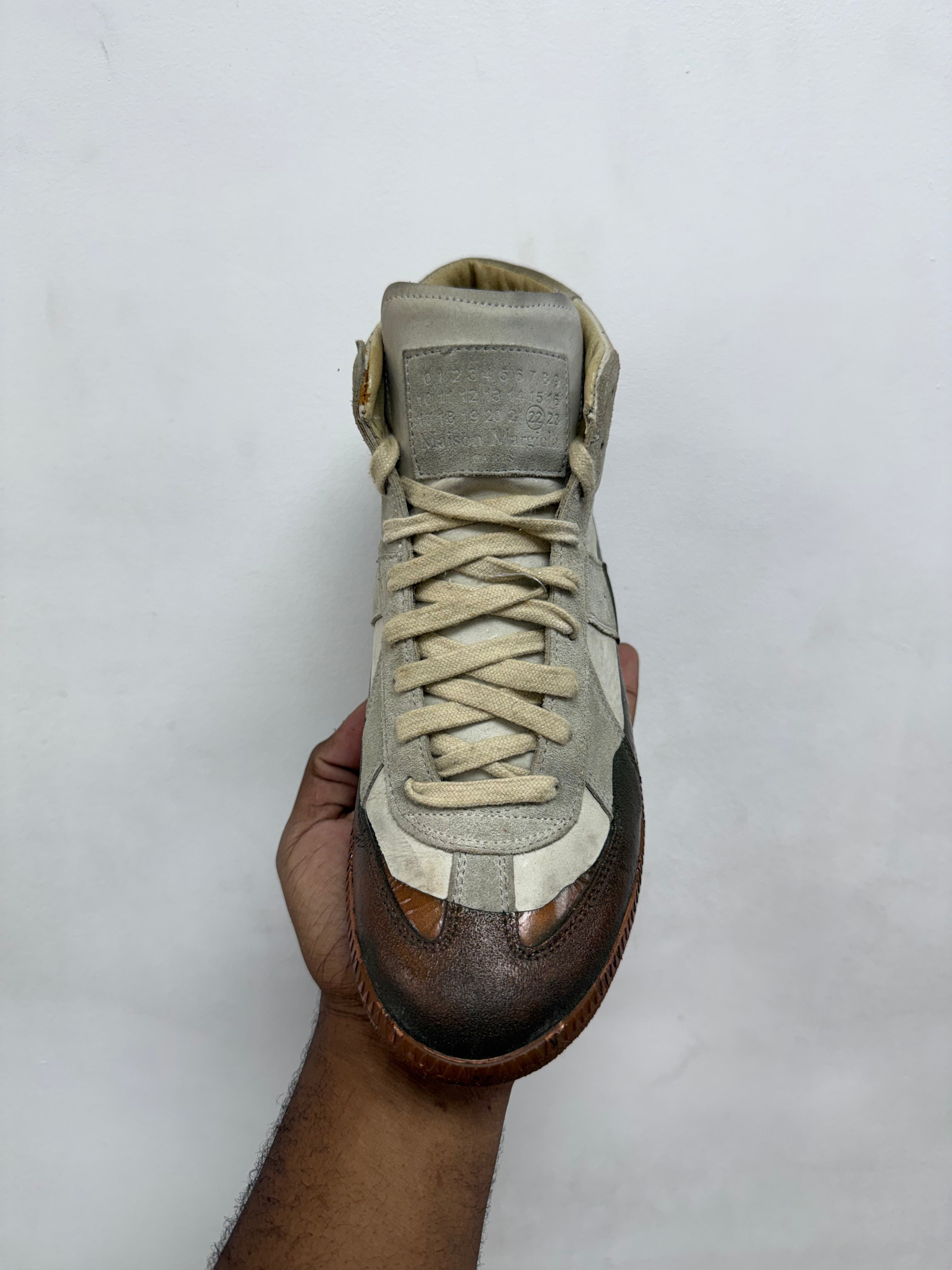 Maison Margiela Cream Brown Tape Gats Sneakers