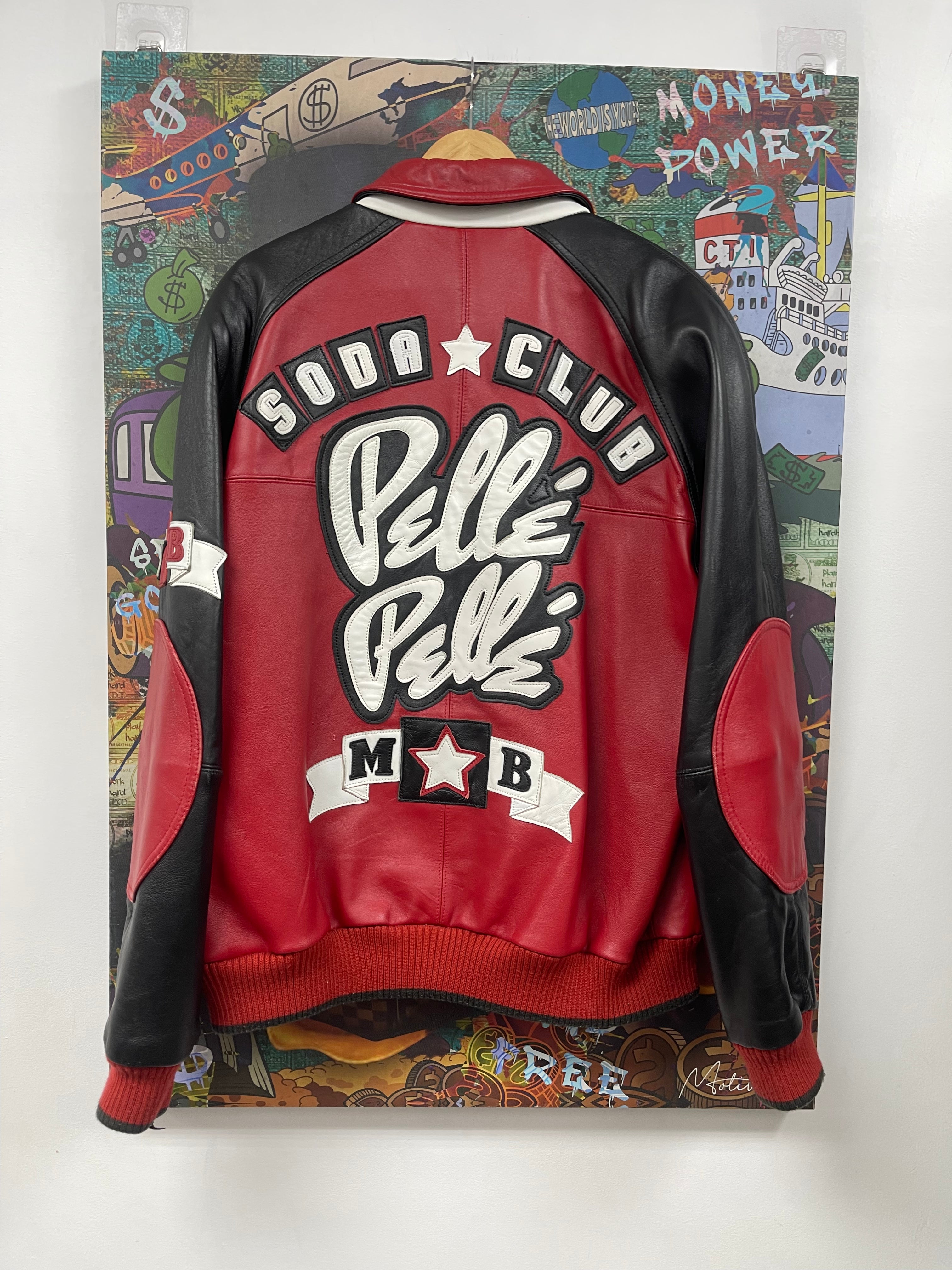Pelle Pelle Black Red Soda Club Varsity Jacket