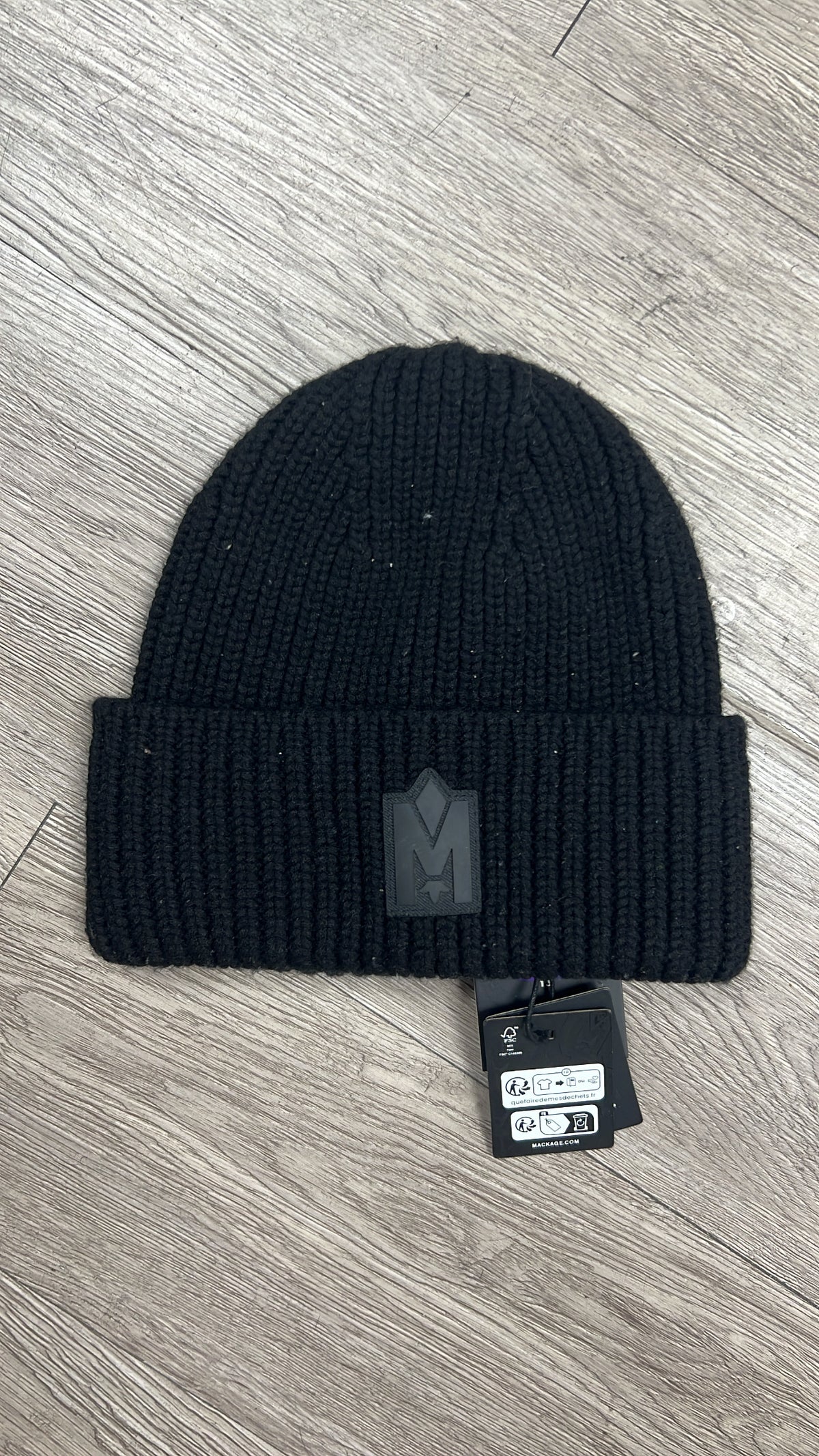 Mackage Black Tonal Logo Beanie