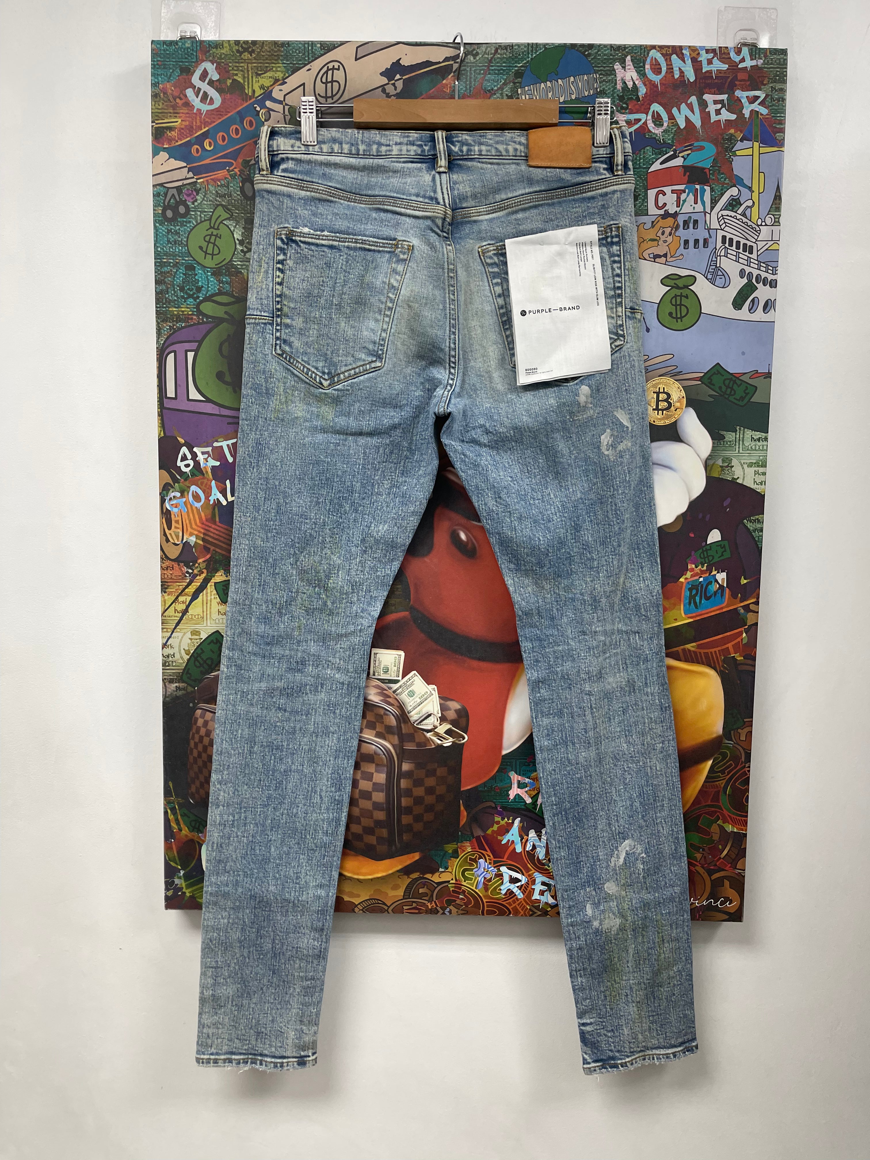Purple Brand Light Wash Yellow Splatter Jeans