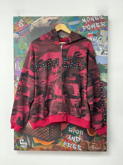 HMDD Studded Zip Up Red  New With Tags