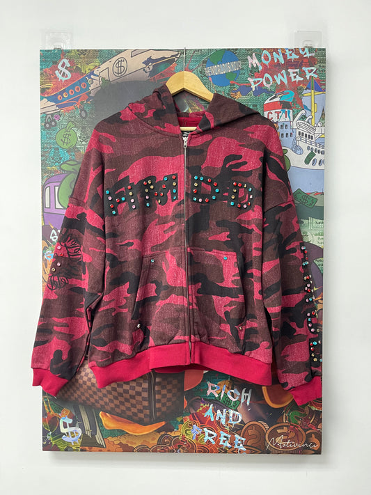 HMDD Studded Zip Up Red  New With Tags
