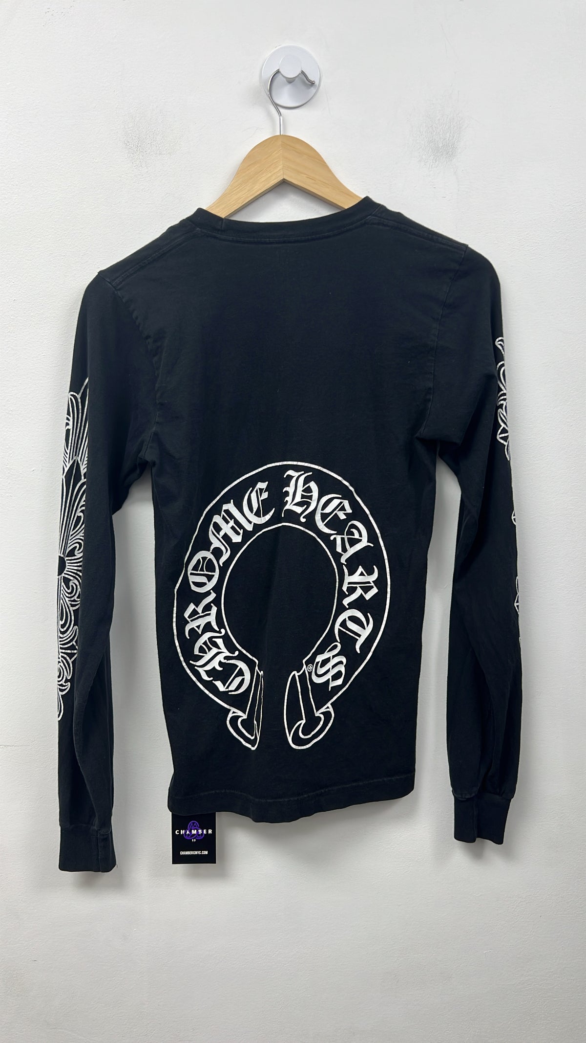 Chrome Hearts Black White Horseshoe Floral LS Tees