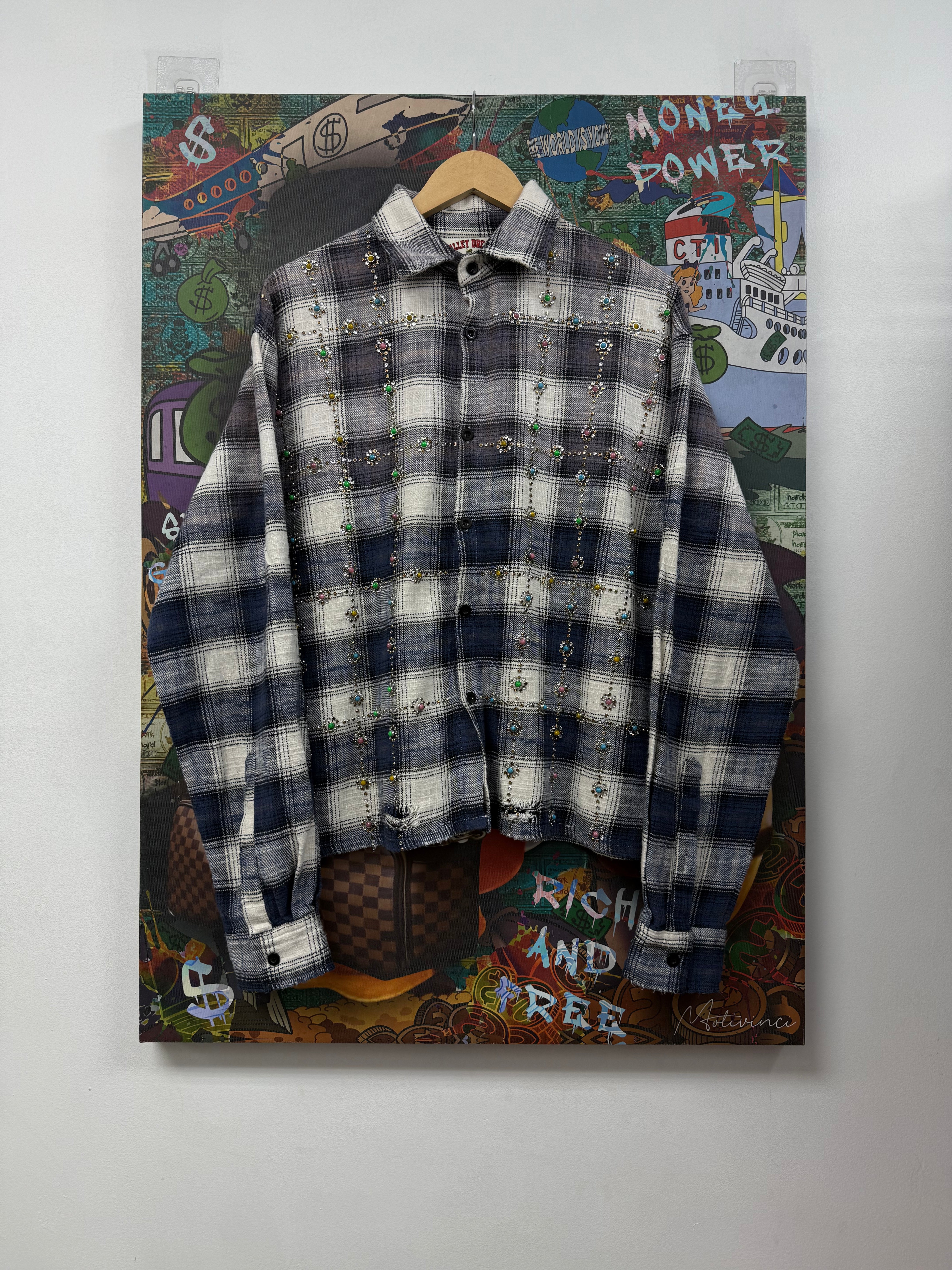 Vale Navy White Little Gems Flannel