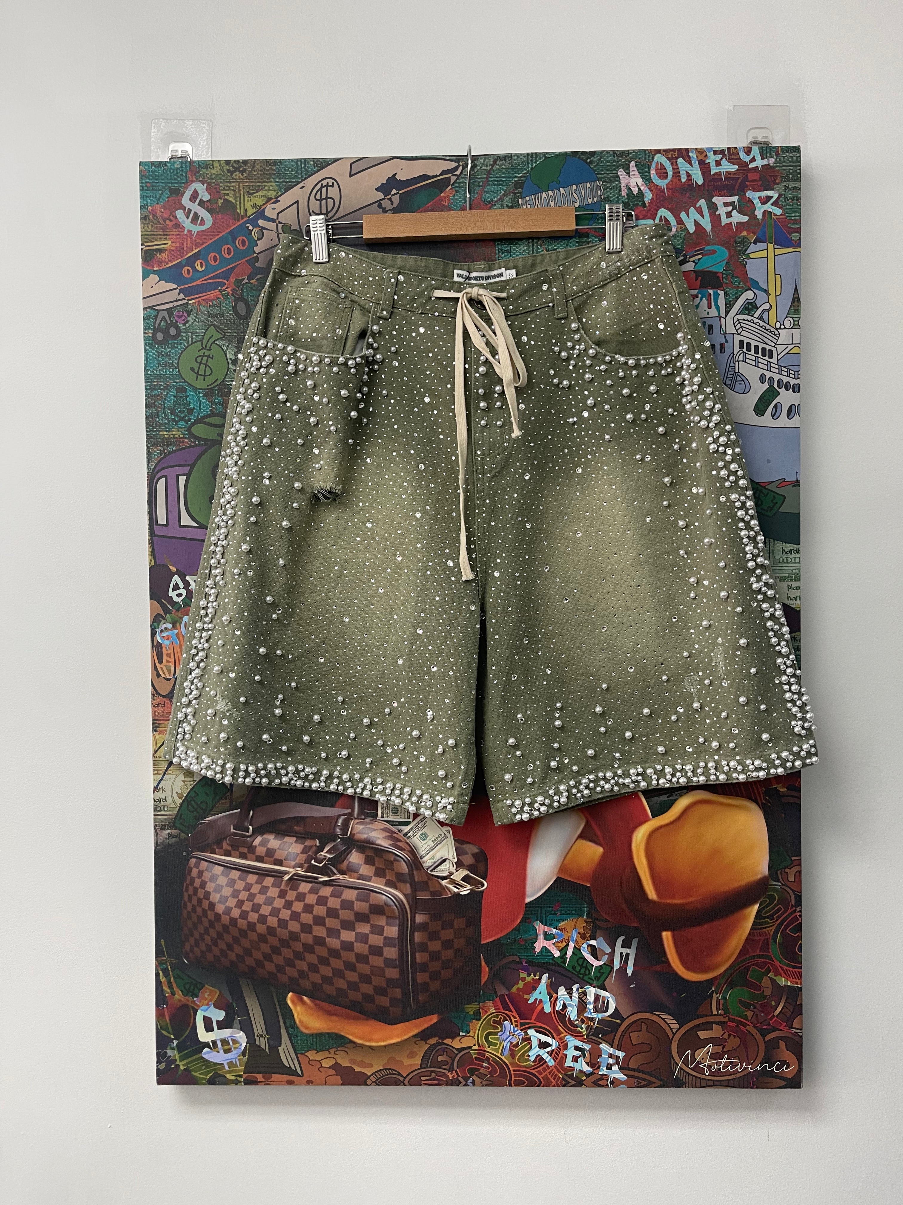 Vale Olive Crystal Shorts  New With Tags