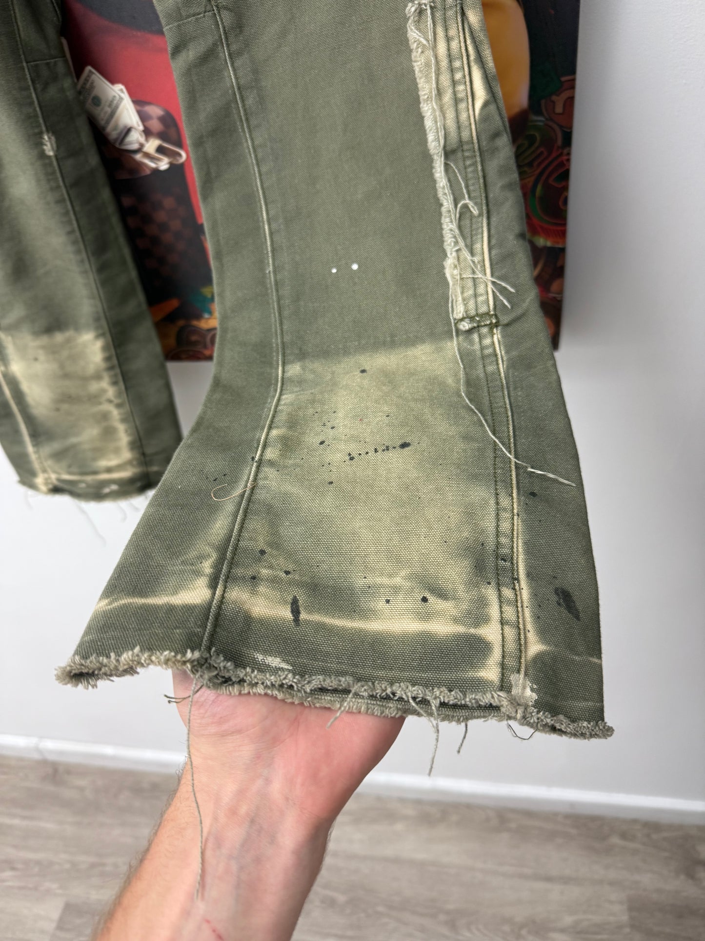 Gallery Dept Olive Paint Splatter Flares Used