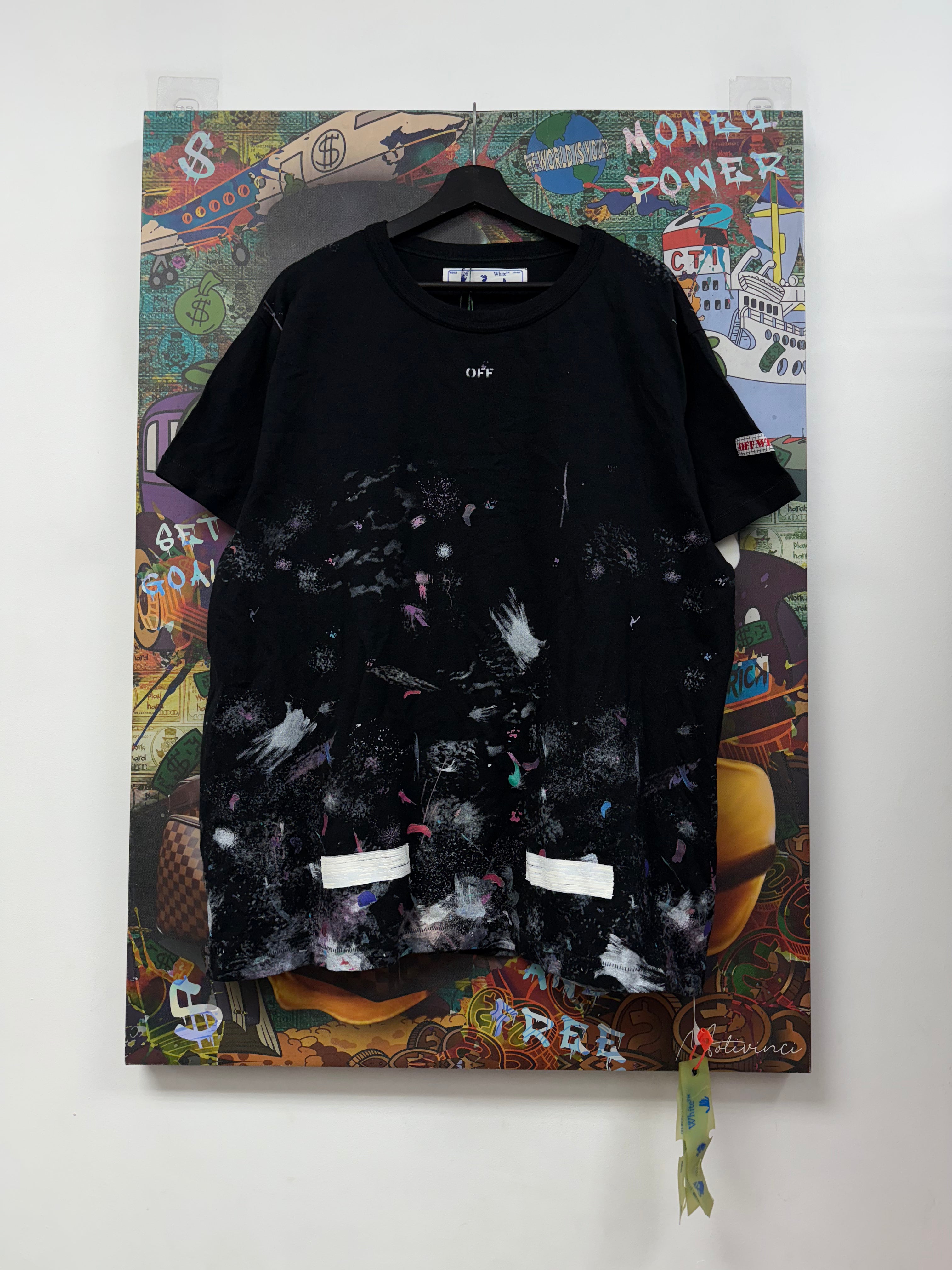 Off White Black Paint Splatter Tee