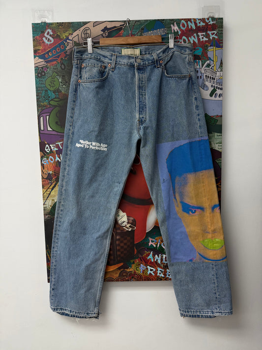 Better With Age Light Wash Andy Warhol Jeans  Used
