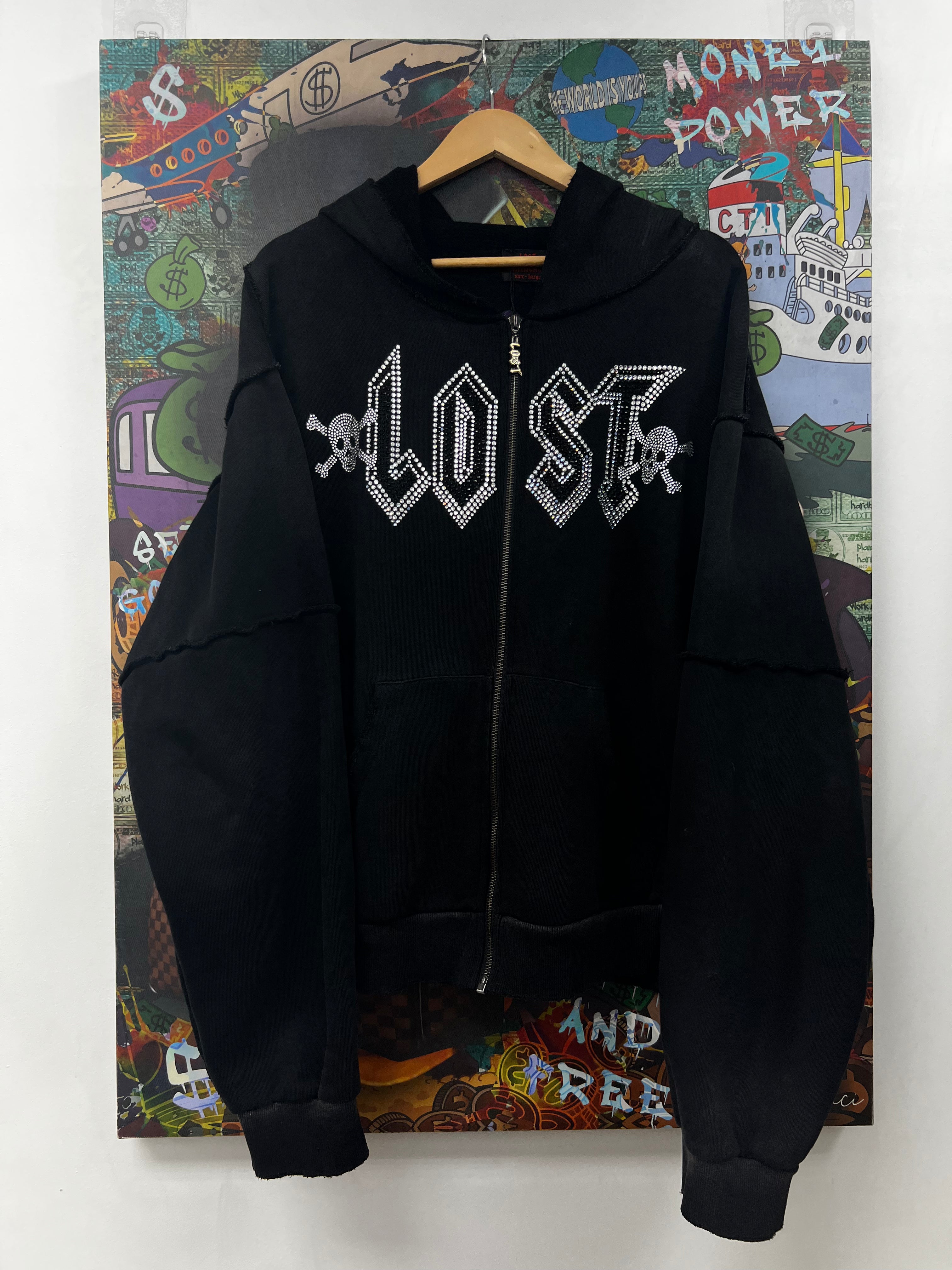Lost Intricacy Faded Black Skull Zip Up