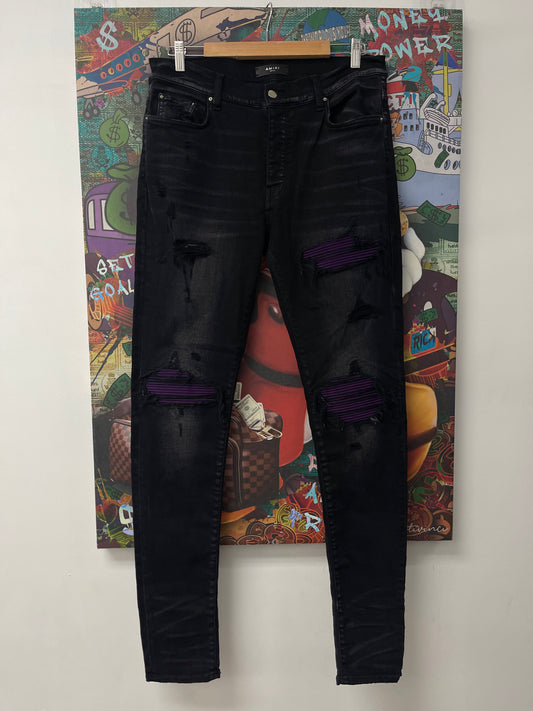 Amiri MX1 Black Wash Purple Patch Used