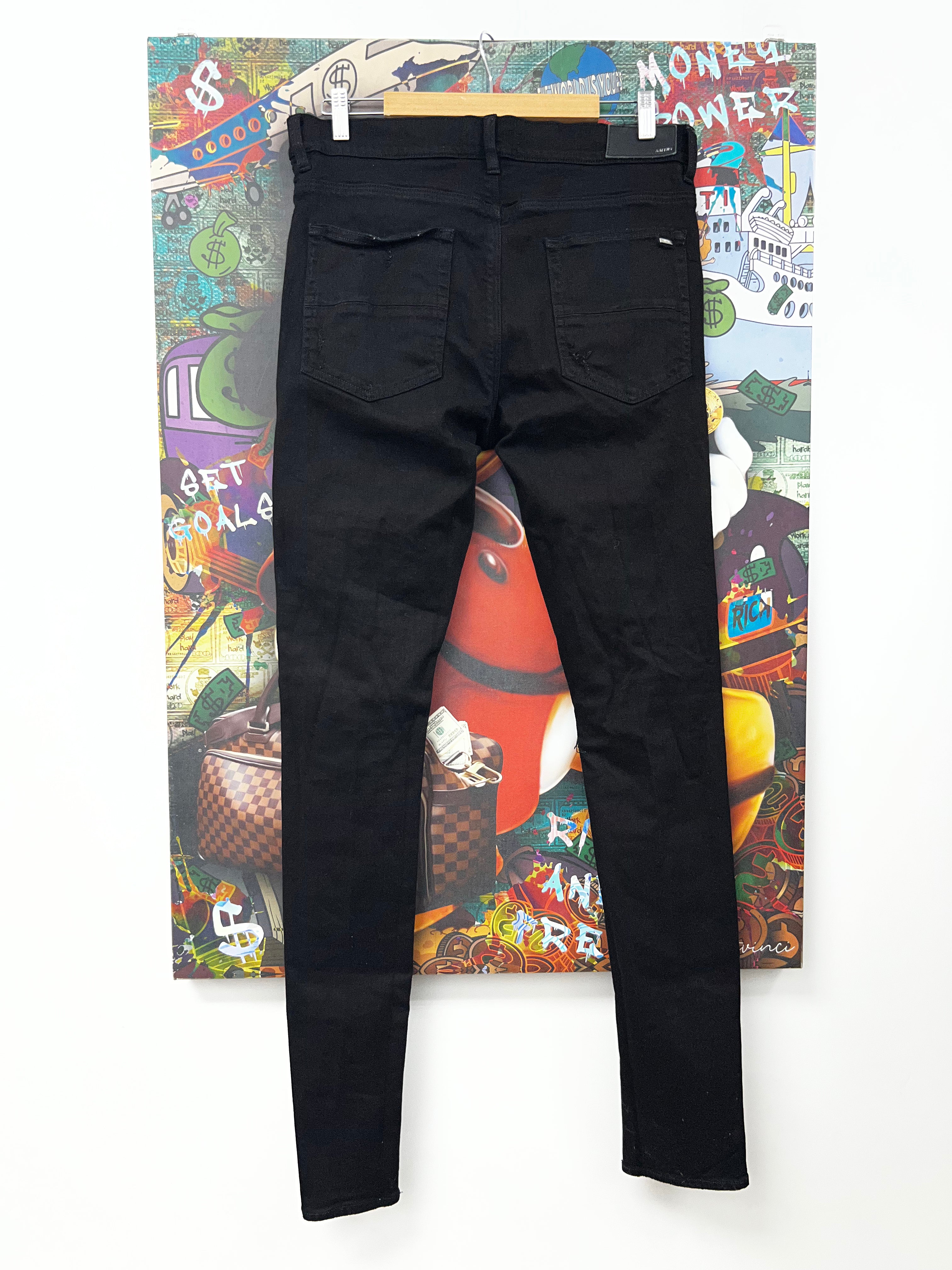 Amiri Black Black Thrasher Patch Jeans