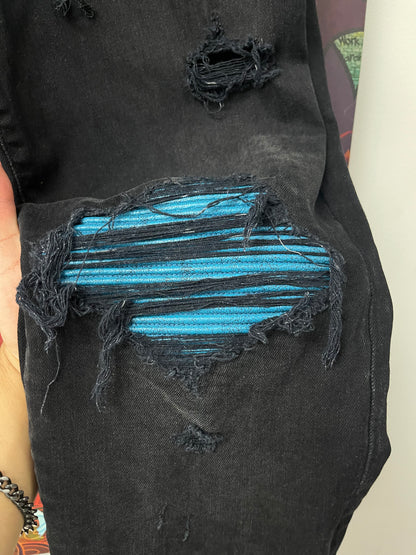 Amiri MX1 Black Blue Crackle Jeans Used