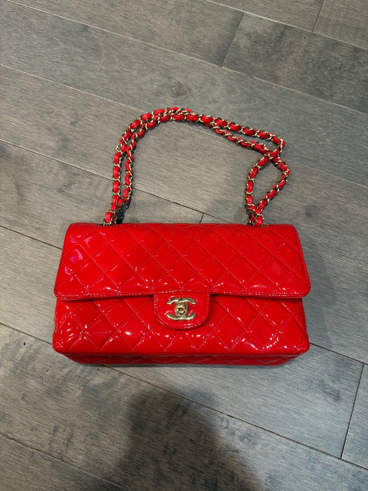 Chanel Bag Red Patent Like New OS