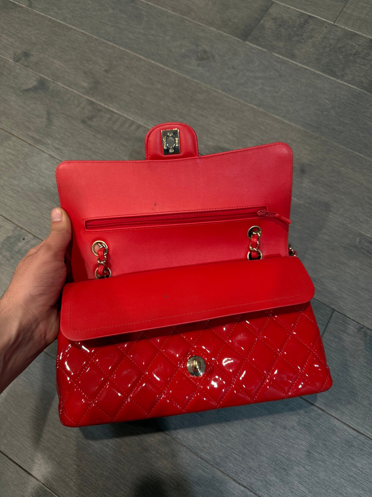 Chanel Bag Red Patent Like New OS