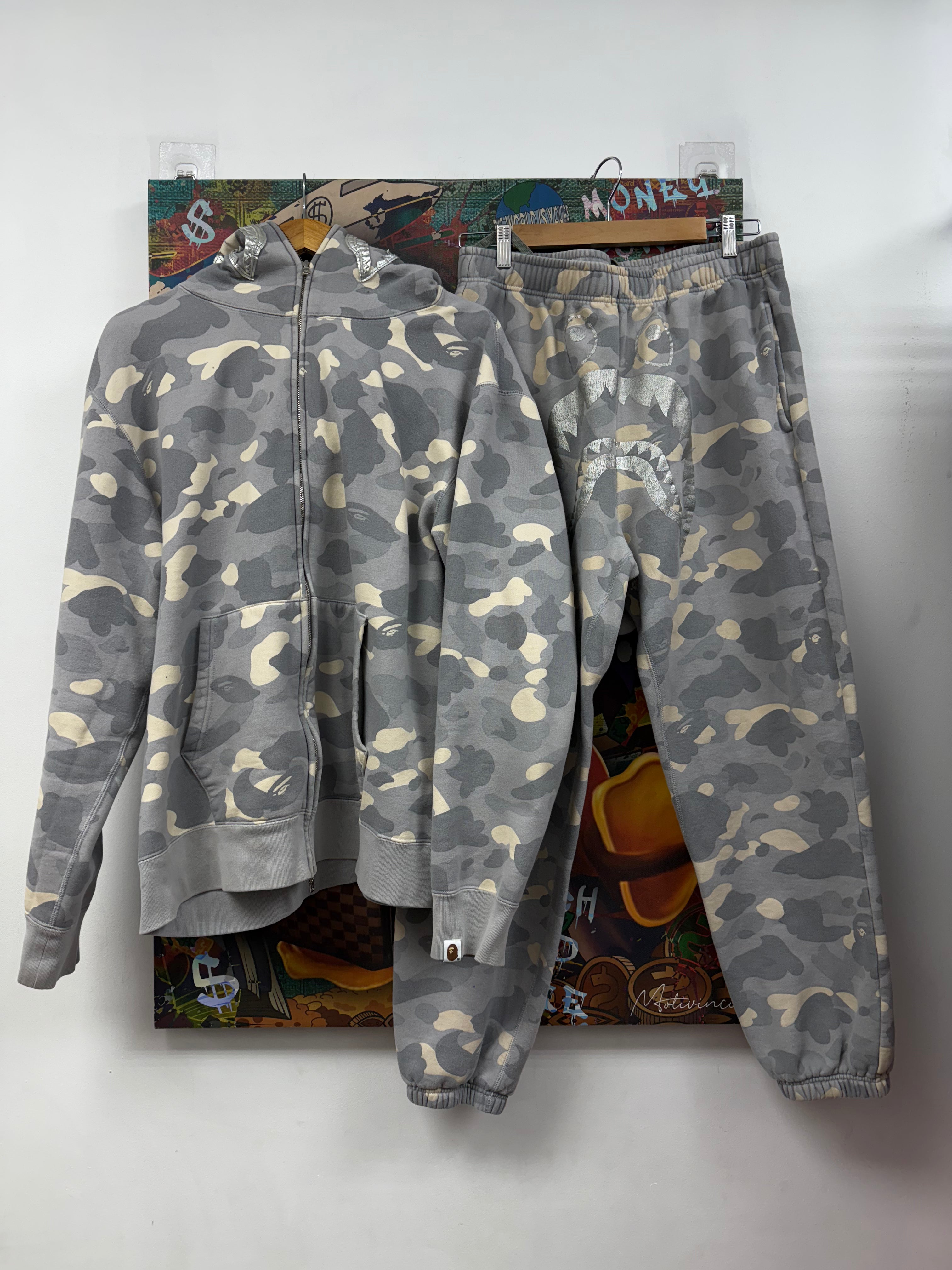 Bape Grey Camo Shark Sweatsuit