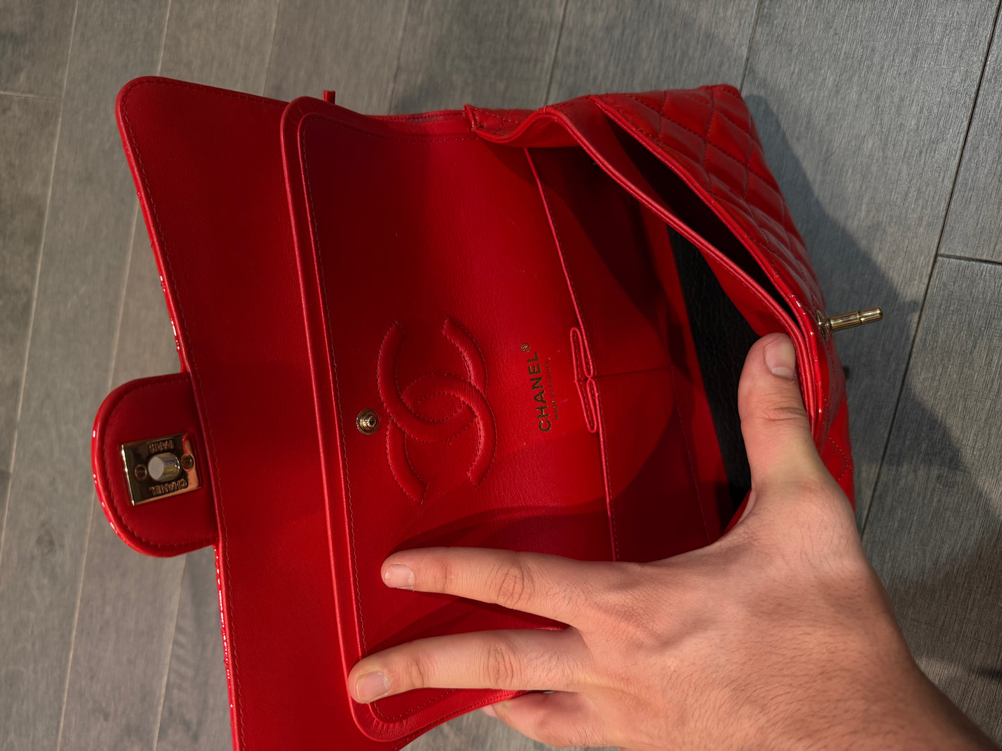 Chanel Bag Red Patent Like New OS