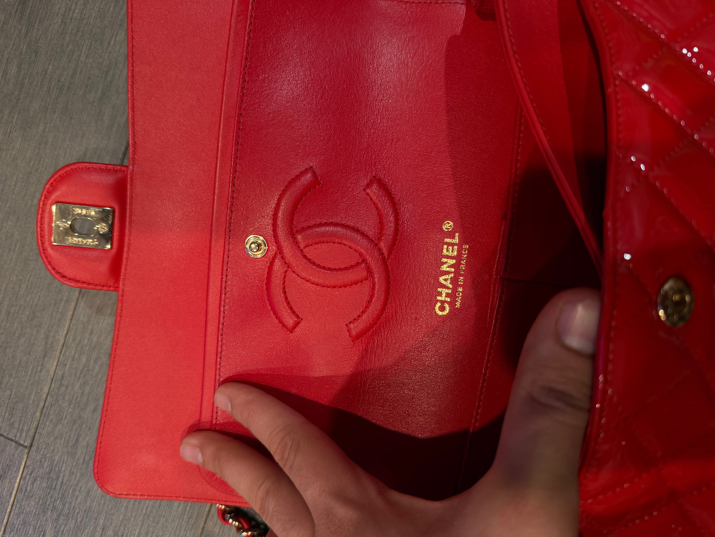 Chanel Bag Red Patent Like New OS