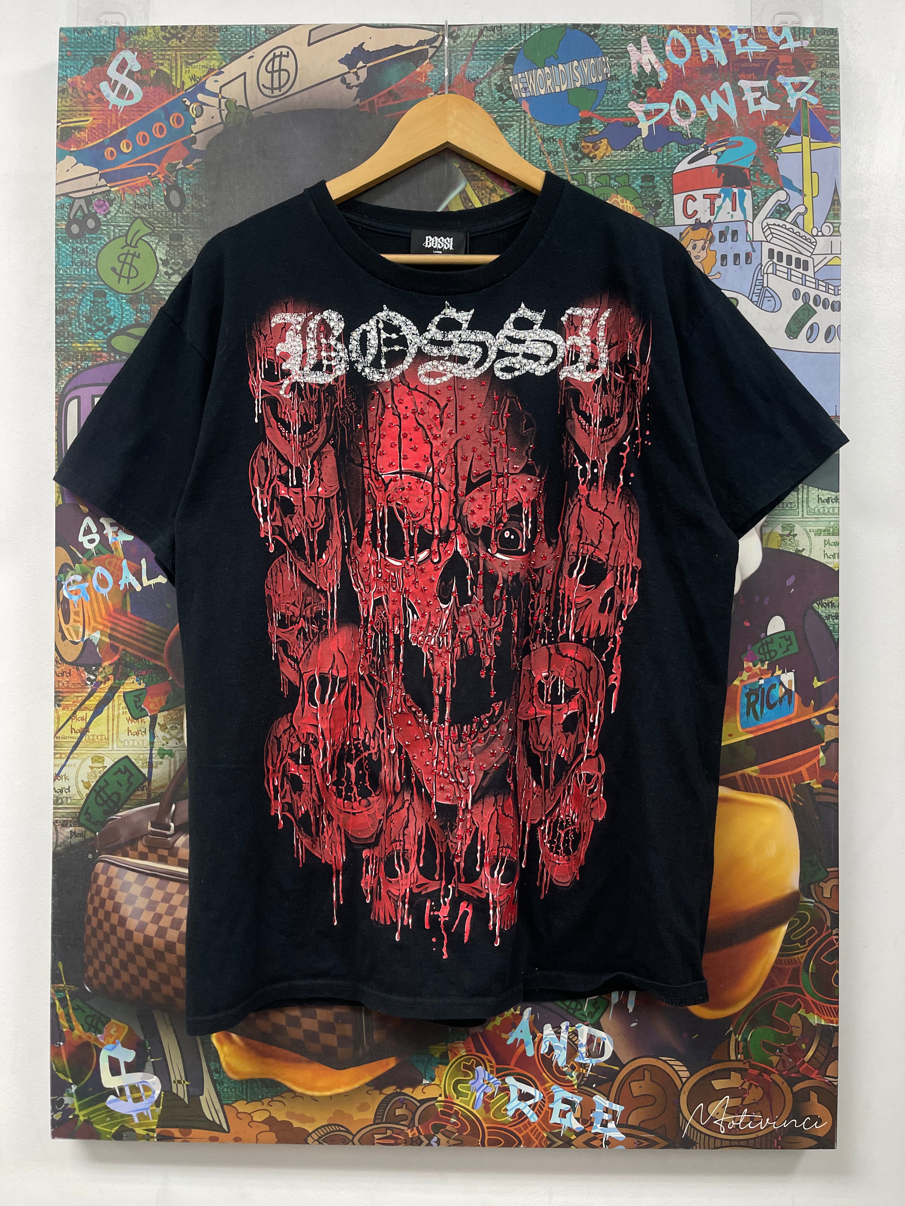 Bossi Red Skull Rhinestone Tee