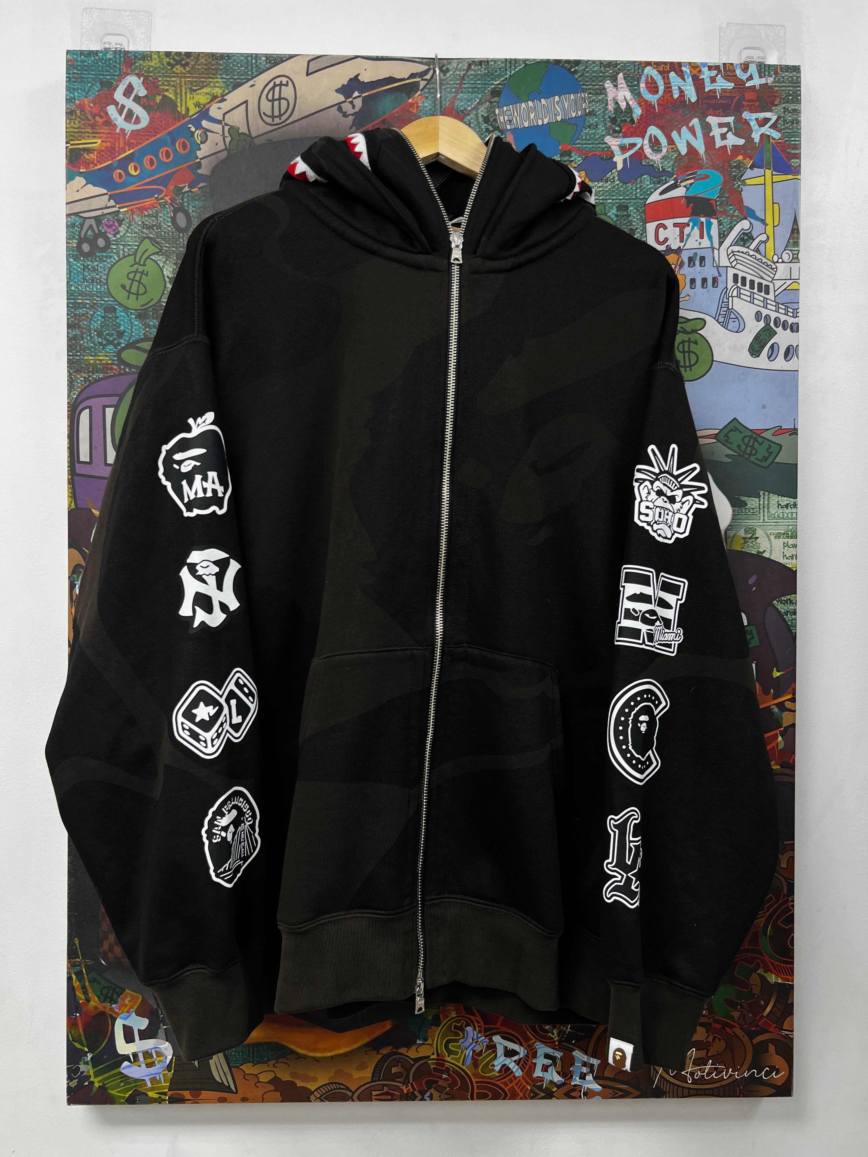 BAPE Brown Double Hood Shark Zip Up