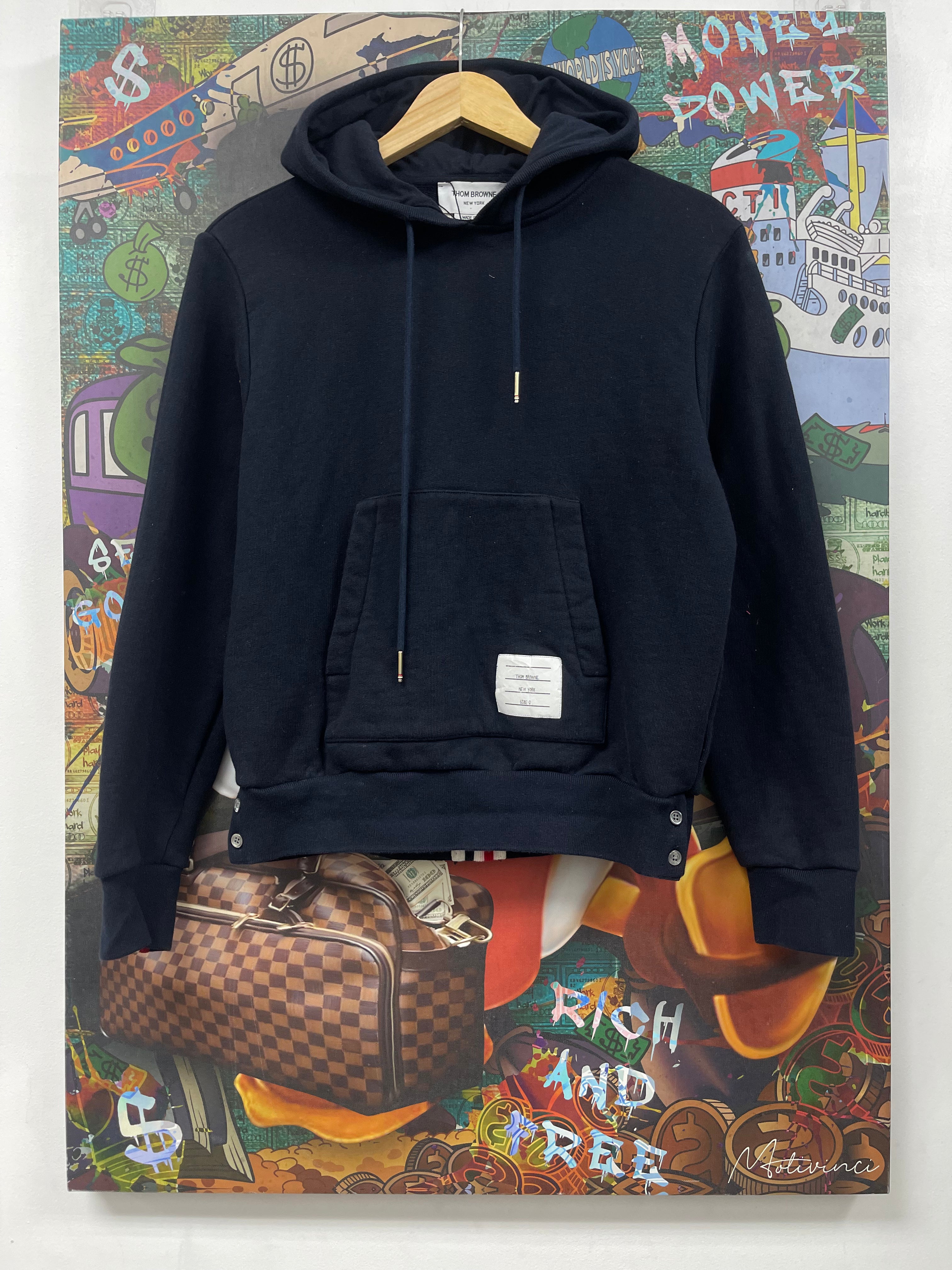 Thom Browne Navy Striped Hoodie