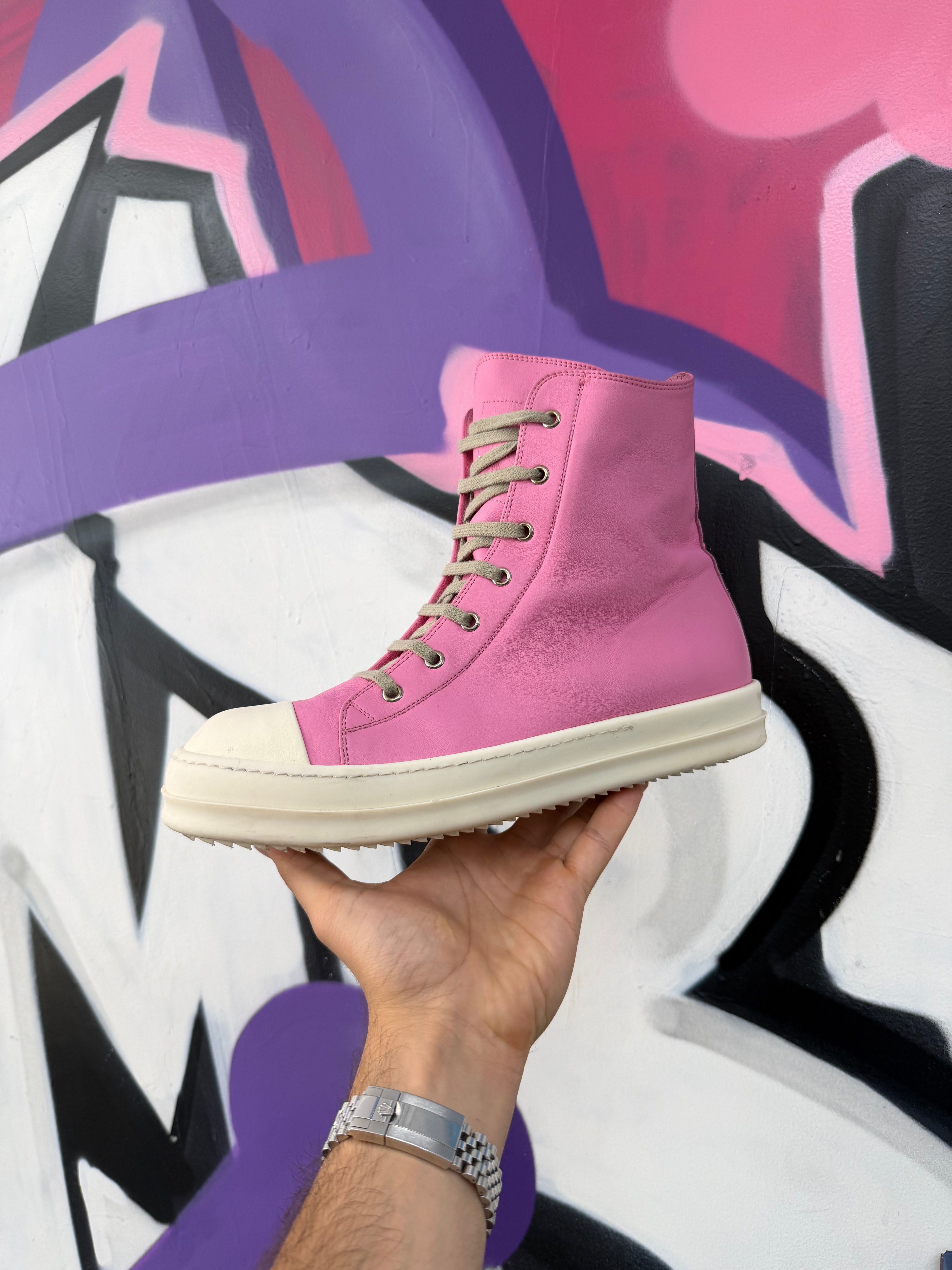 Rick Owens Pink Mainline Ramone High Sneakers