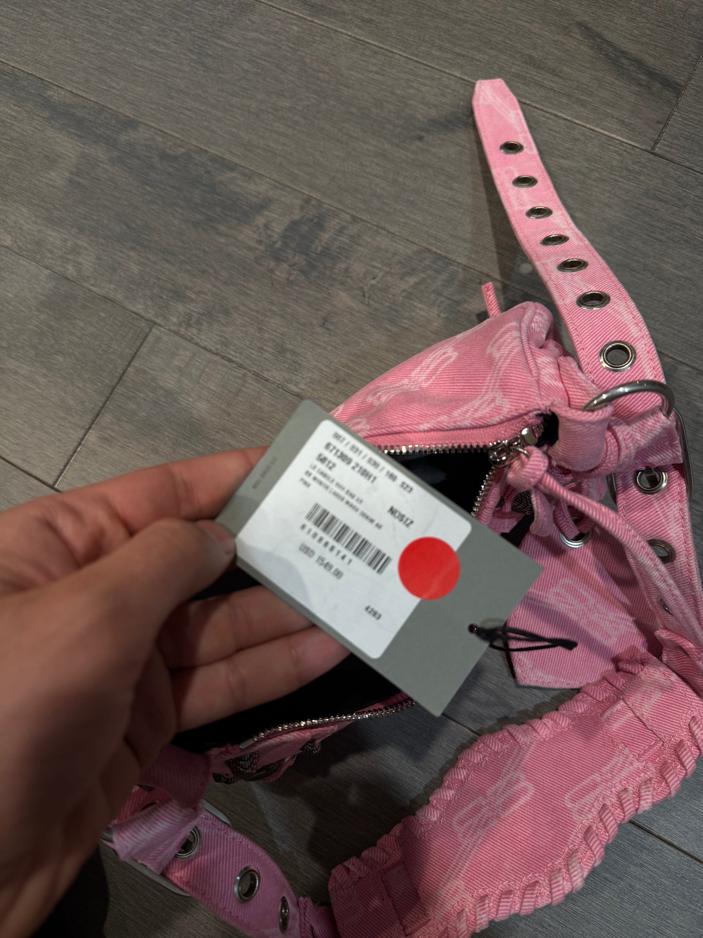 Balenciaga BB Logo Denim Bag Pink New OS With Tags