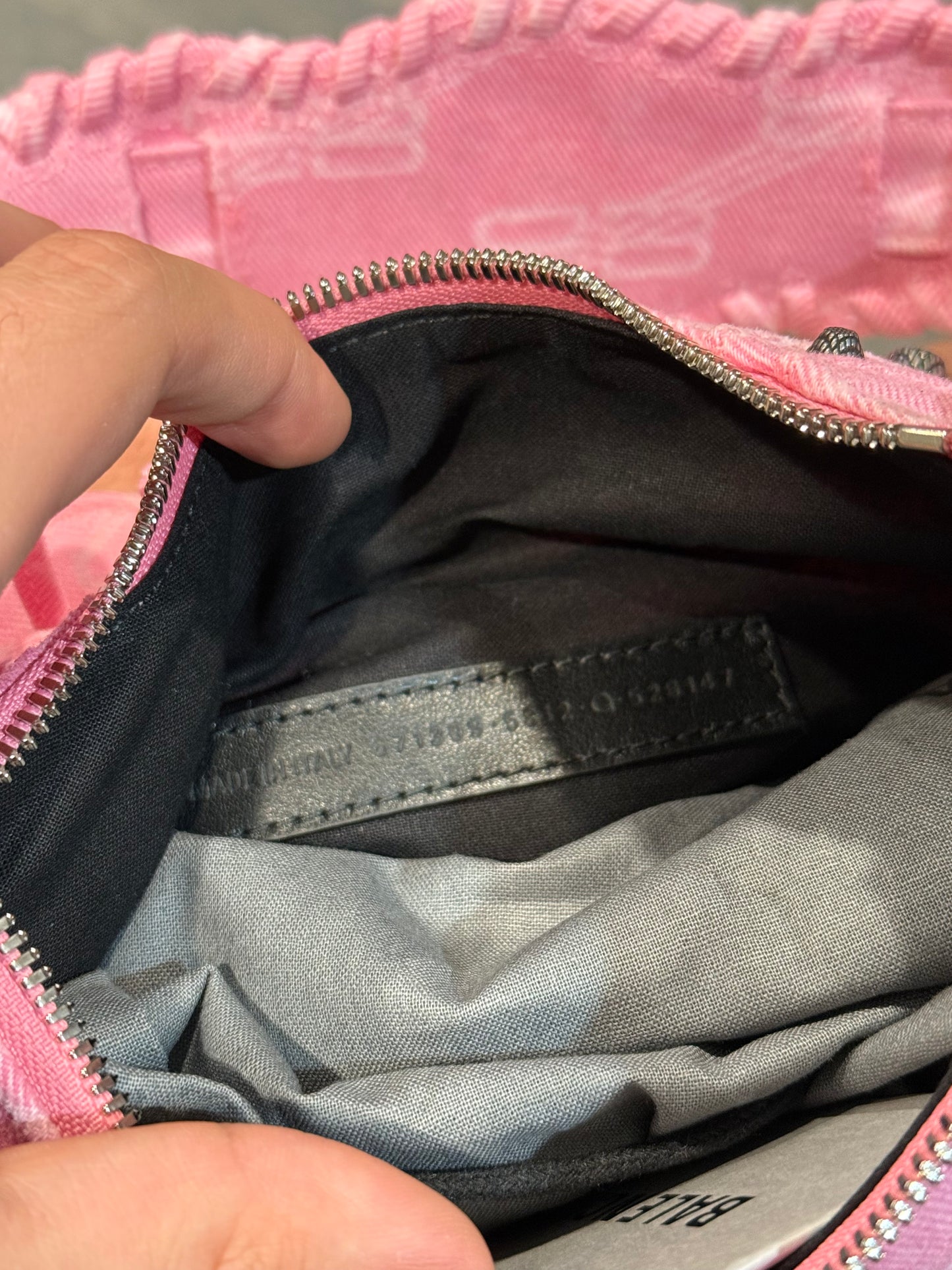 Balenciaga BB Logo Denim Bag Pink New OS With Tags