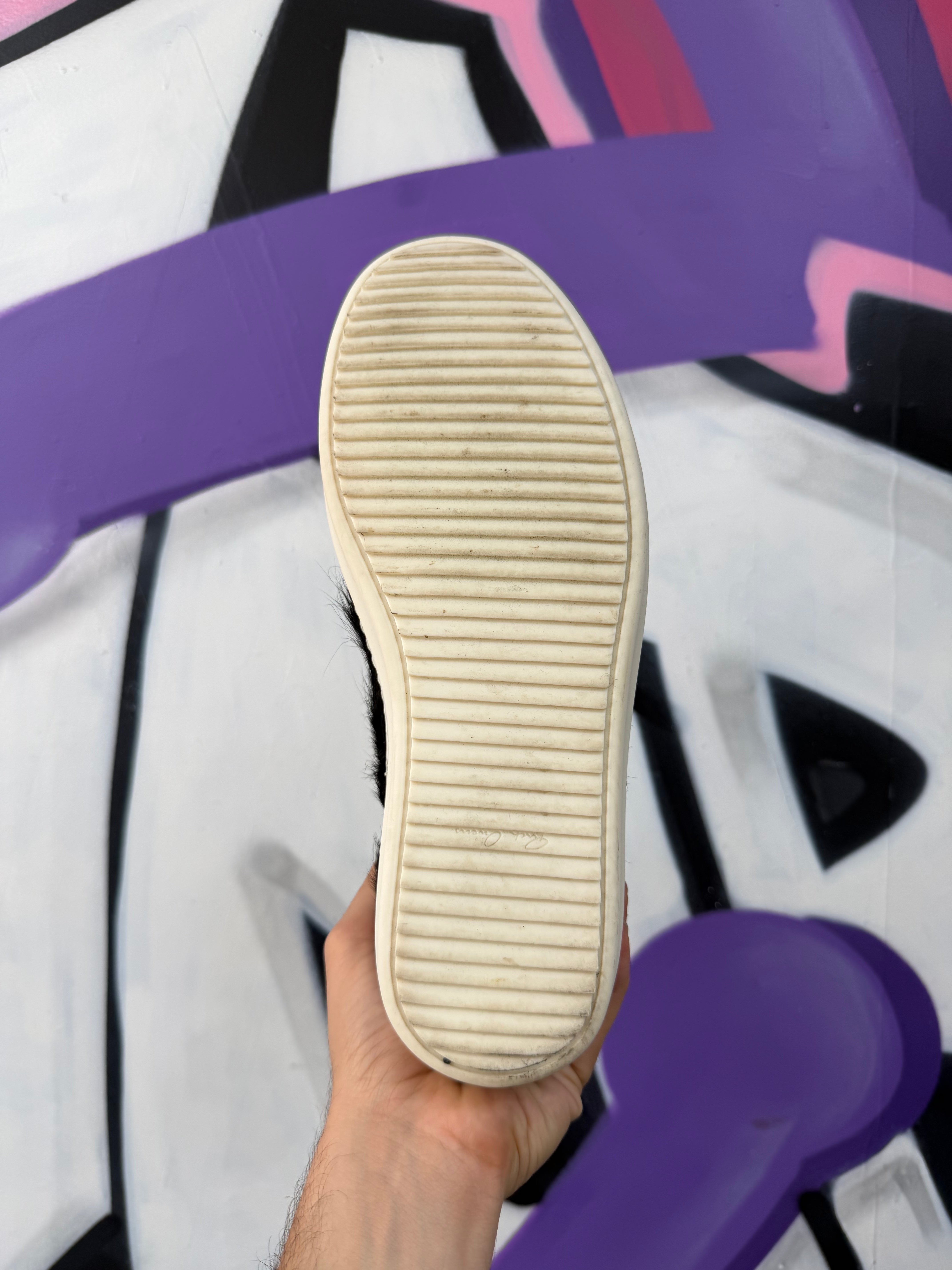 Rick Owens Black Ponyhair Ramone High Sneakers