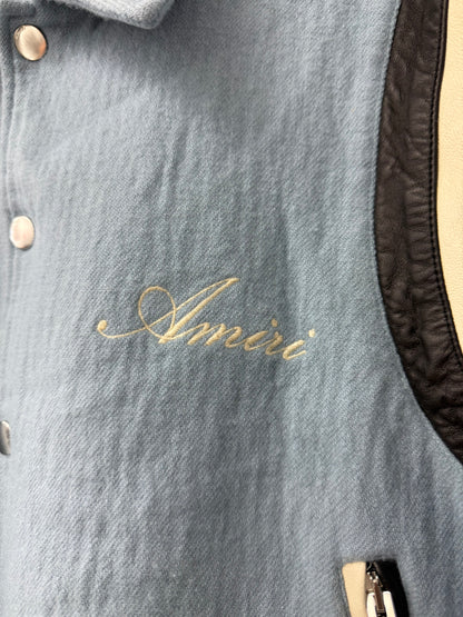 Amiri Bone Varsity Jacket Baby Blue Used Large (Fits Small)