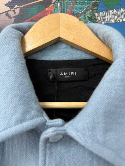 Amiri Bone Varsity Jacket Baby Blue Used Large (Fits Small)