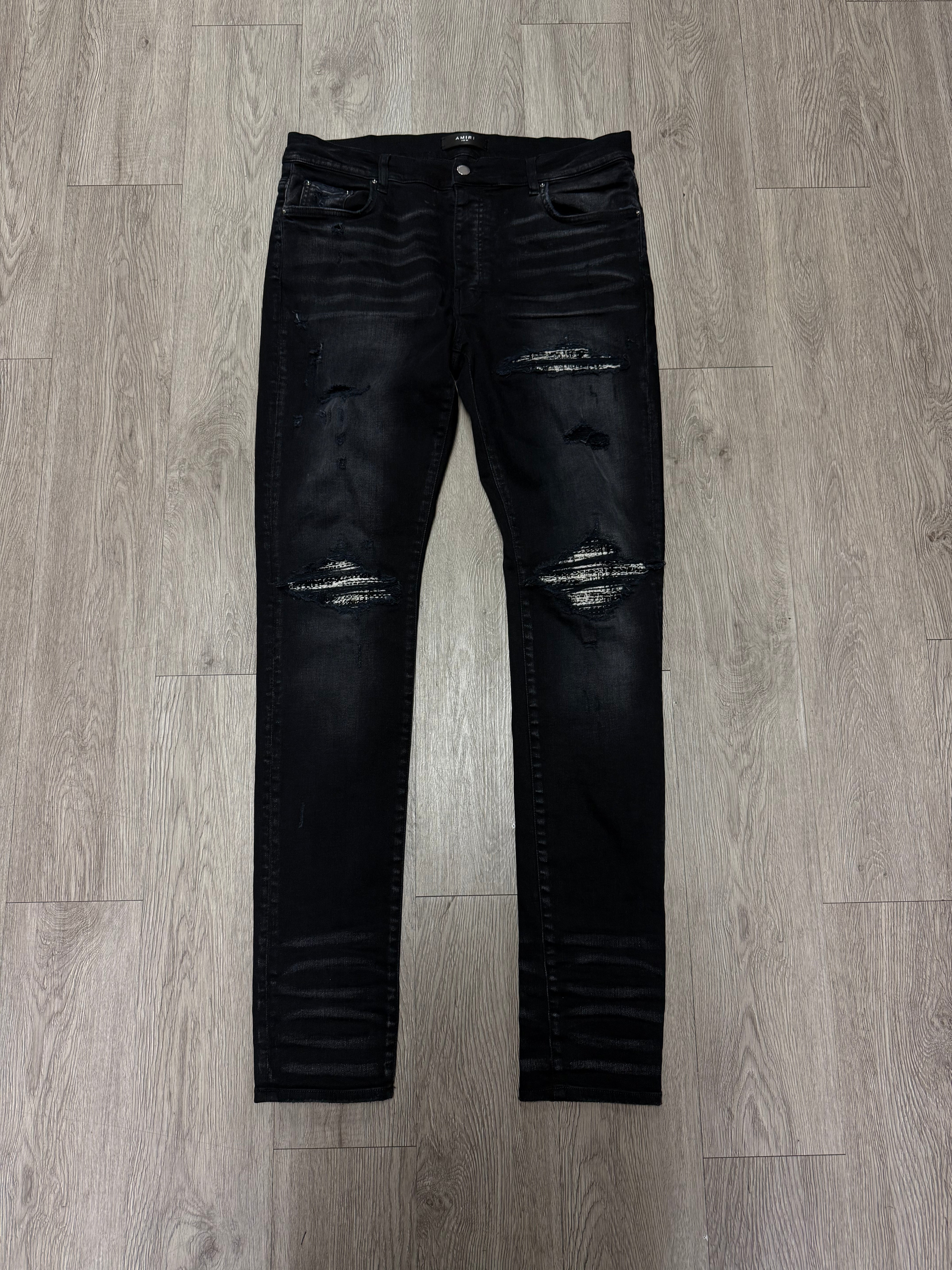 Amiri Mx1 Black Boucle Patch Jeans