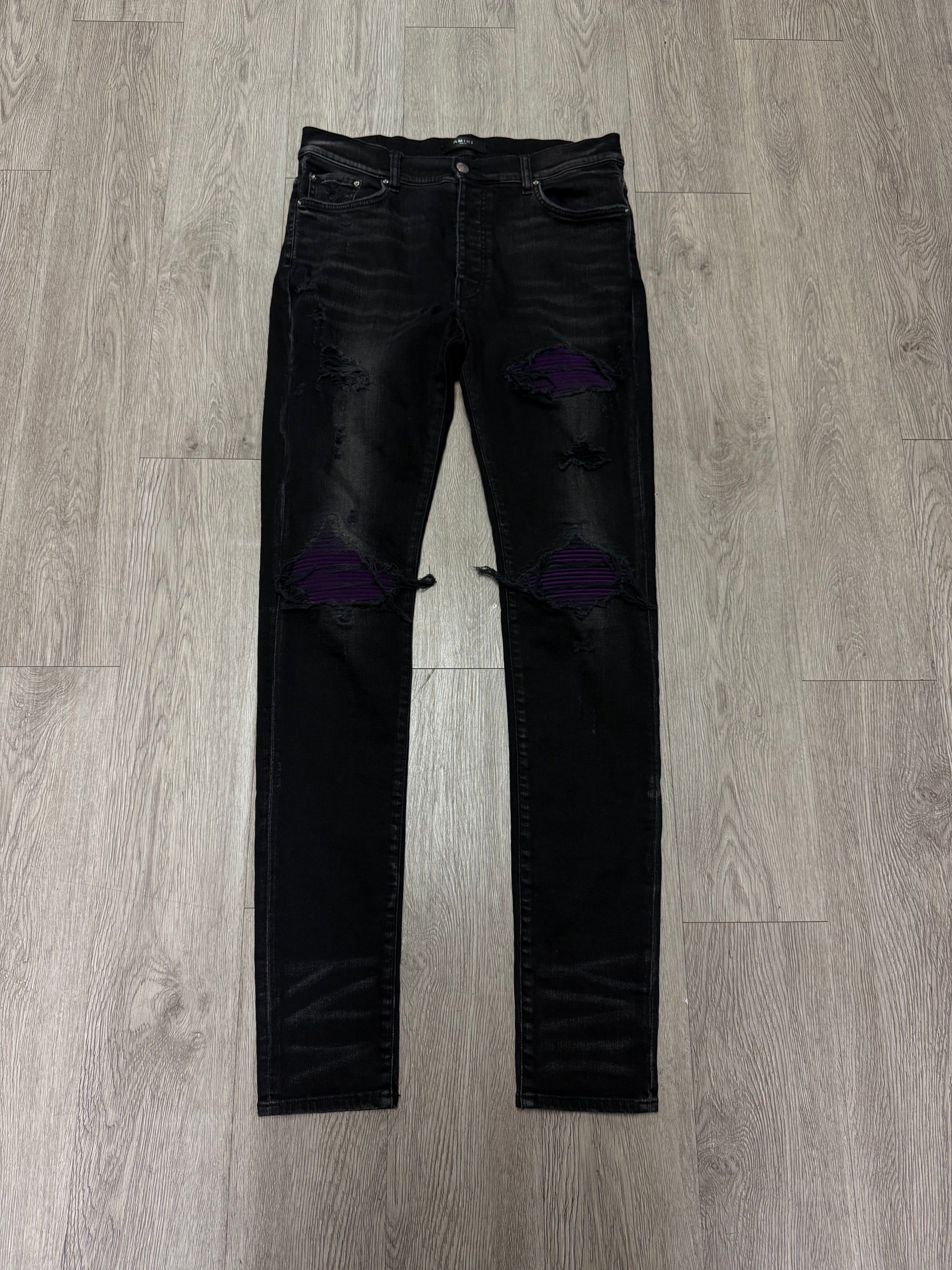 Amiri Mx1 Black Purple Patch Jeans